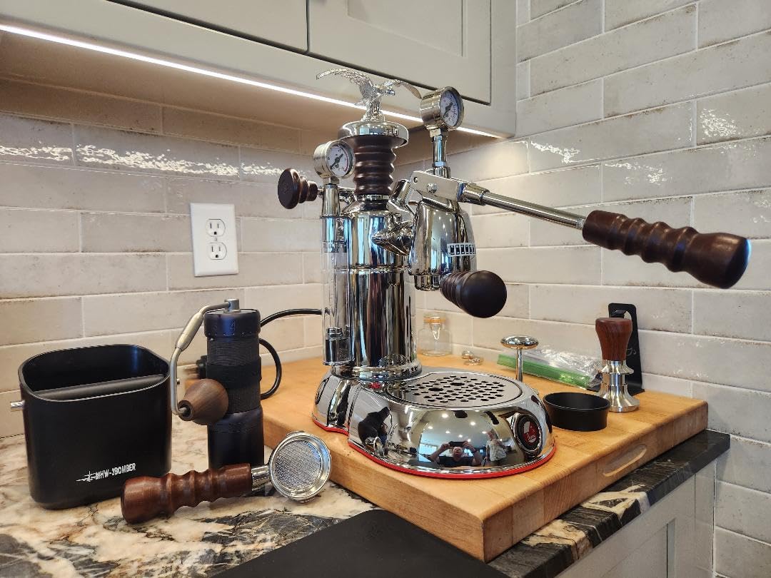 La Pavoni Esperto Abile 16-Cup Lever Espresso Machine - Chrome Finish with Custom Rosewood Handles, 54-Ounce Nickel-Plated Boiler, Dual Frothing Systems & Group Pressure Gauge - Made in Italy customer photo 2