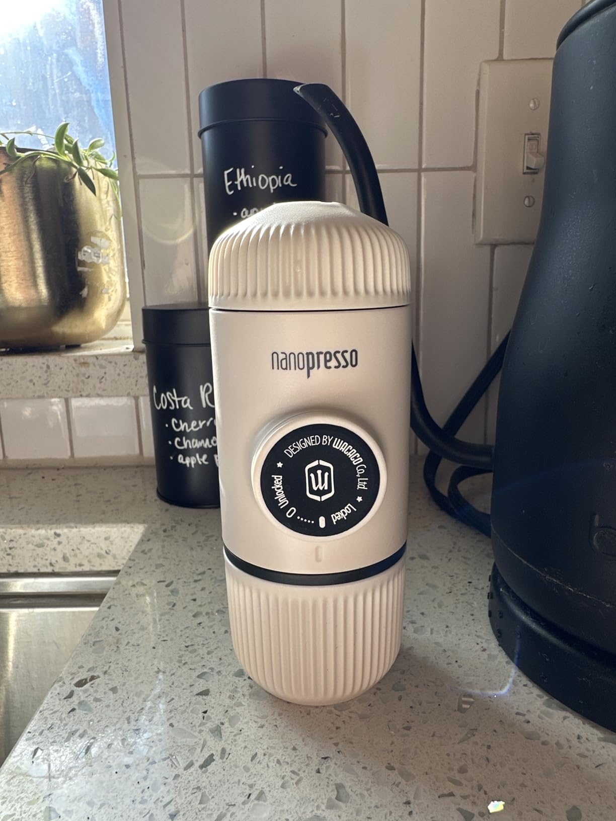 WACACO Nanopresso Portable Espresso Maker Bundled with Protective Case, Upgrade Version of Minipresso, Mini Travel Coffee Machine, Perfect for Camping, Travel and Office (New Elements Arctic Blue) customer photo 2
