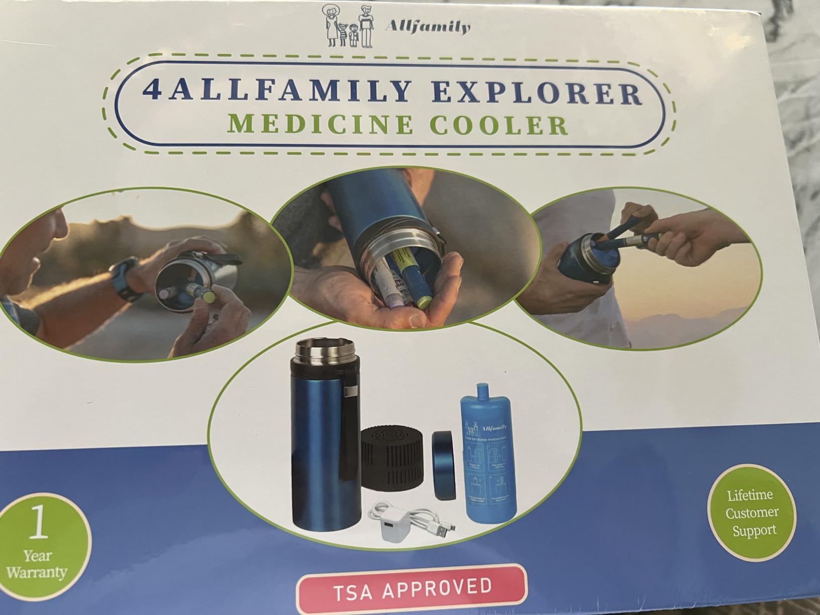 4ALLFAMILY Explorer Insulin Cooler Travel Case 3-In-1 - Insulin Travel Case TSA Approved with 72h Cooling - Blue USB Powered Medicine Cooler + Ice Pack for Temperature-Sensitive Meds customer photo 1