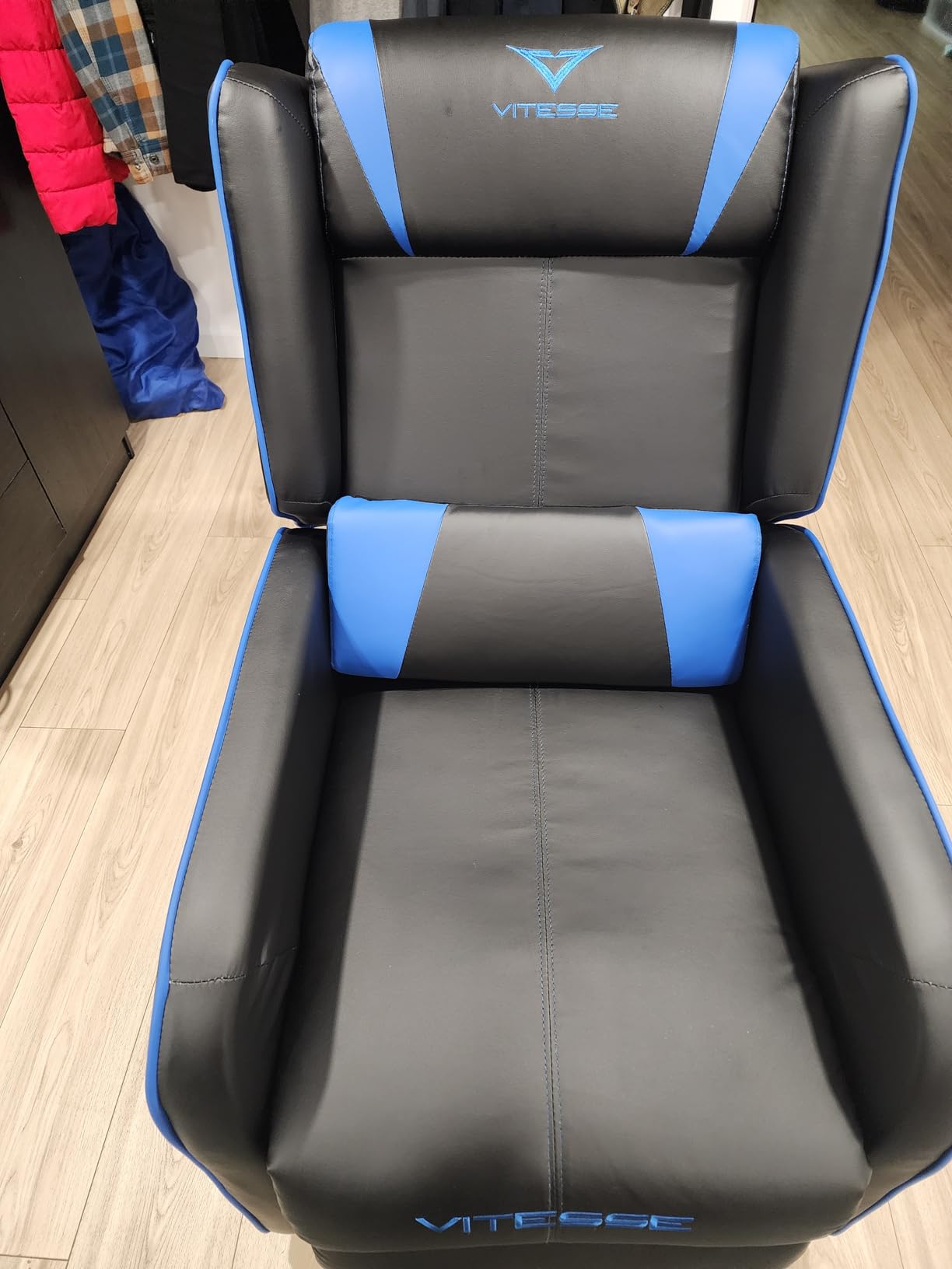 VITESSE VIT Gaming Recliner Chair Racing Style Single PU Leather Sofa Modern Living Room Recliners Ergonomic Comfortable Home Theater Seating, Blue customer photo 2