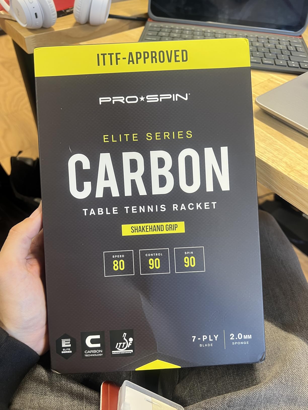 PRO-SPIN Ping Pong Paddles – ITTF Approved Professional Table Tennis Rackets with Carbon Fiber for Superior Control | 7-Ply Blade, Premium Rubber, 2.0mm Sponge customer photo 2