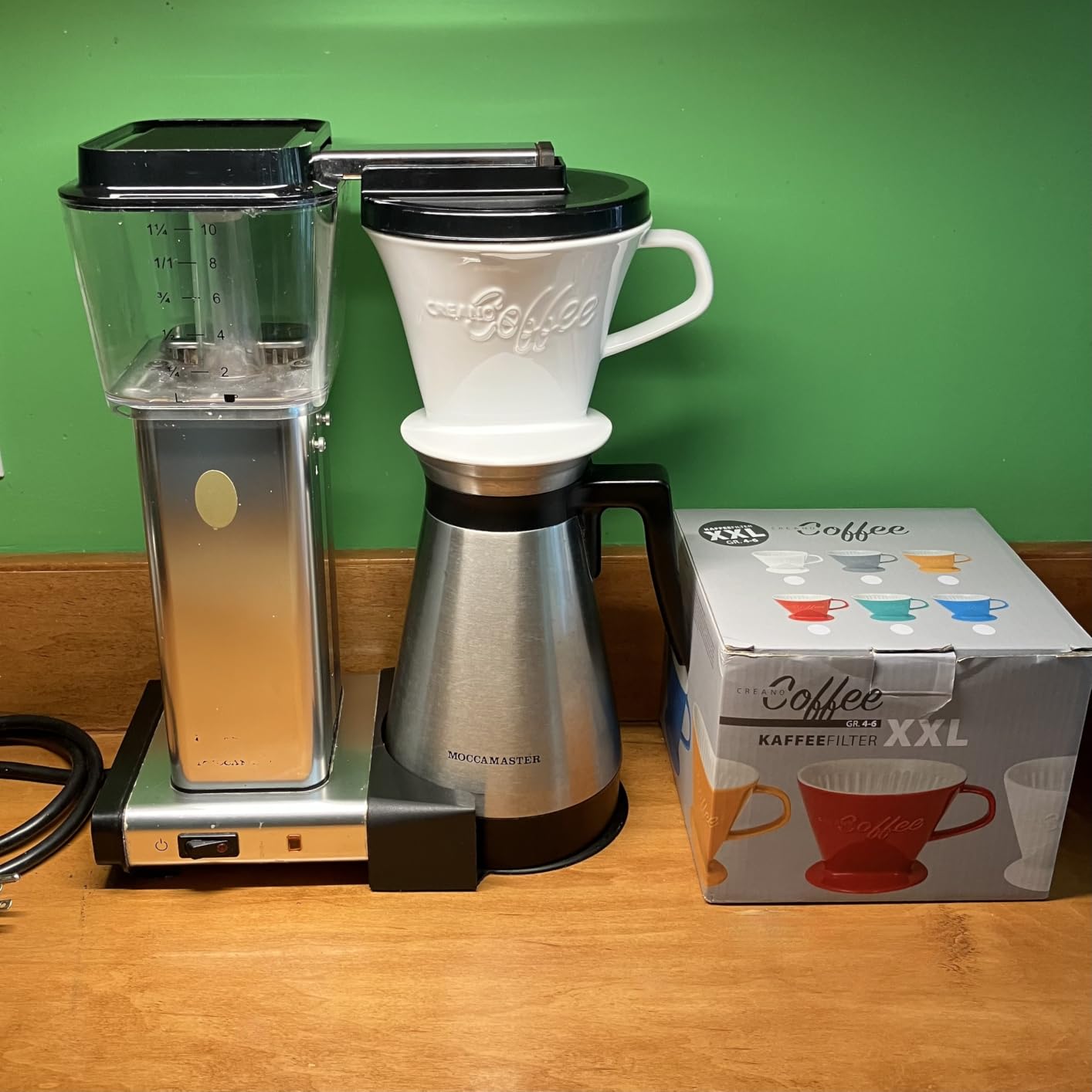 Creano XXL Porcelain Coffee Dripper Red - Ceramic Cone Brewer - Pour Over Coffee Maker - Filter Size 4 - huge and heavy quality 800gr/28oz - 6 Colours availeble customer photo 2