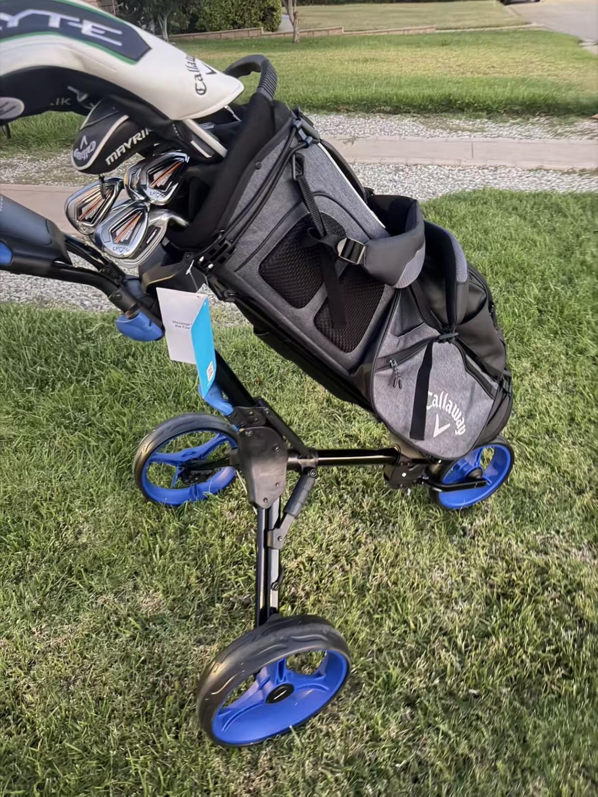 SereneLife 3-Wheel Golf Push Cart – Foldable, Adjustable Handle, Brake customer photo 1