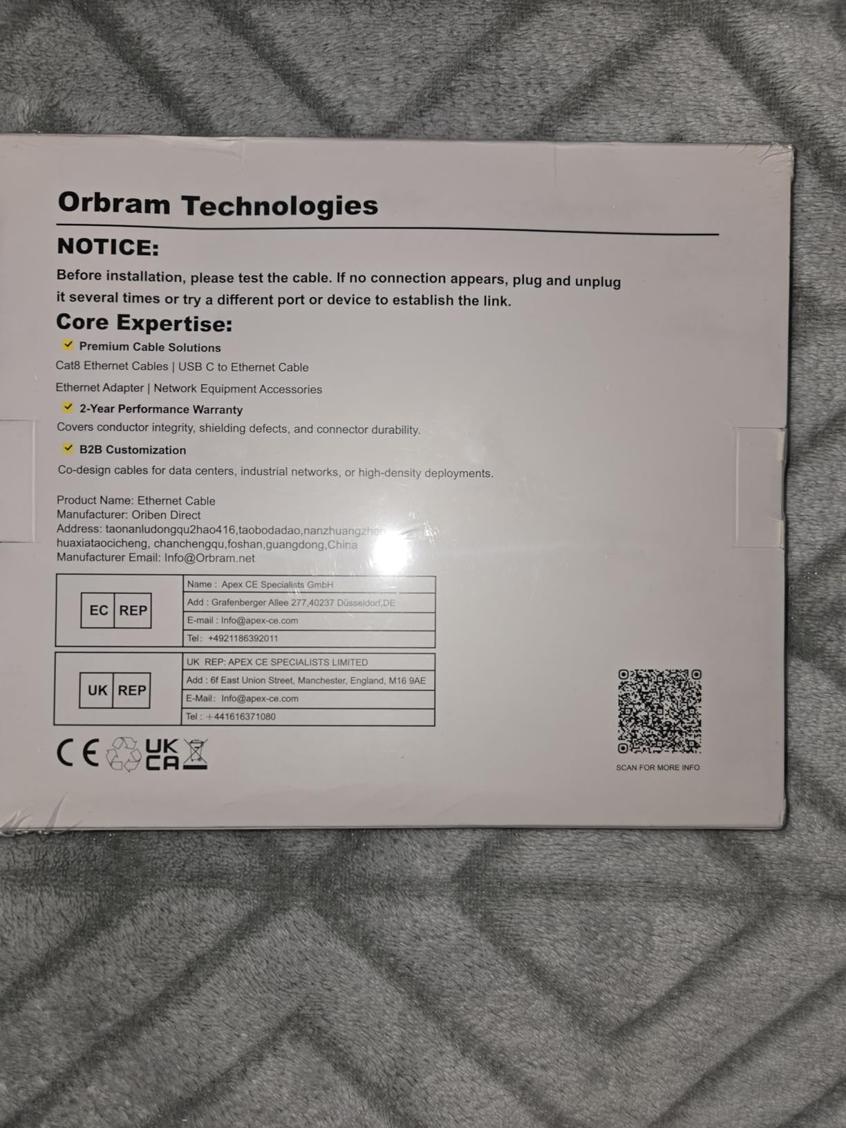 Orbram Cat 8 Ethernet Cable 15FT, High Speed Braided 40Gbps 2000MHz Network customer photo 1