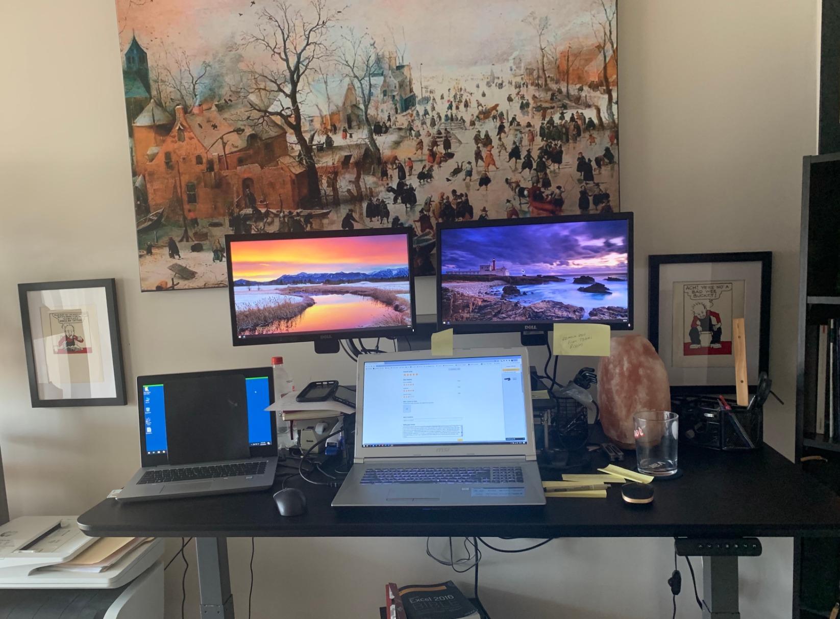 Vari Classic Electric Standing Desk – 60x30 – Reclaimed Wood/Slate customer photo 1