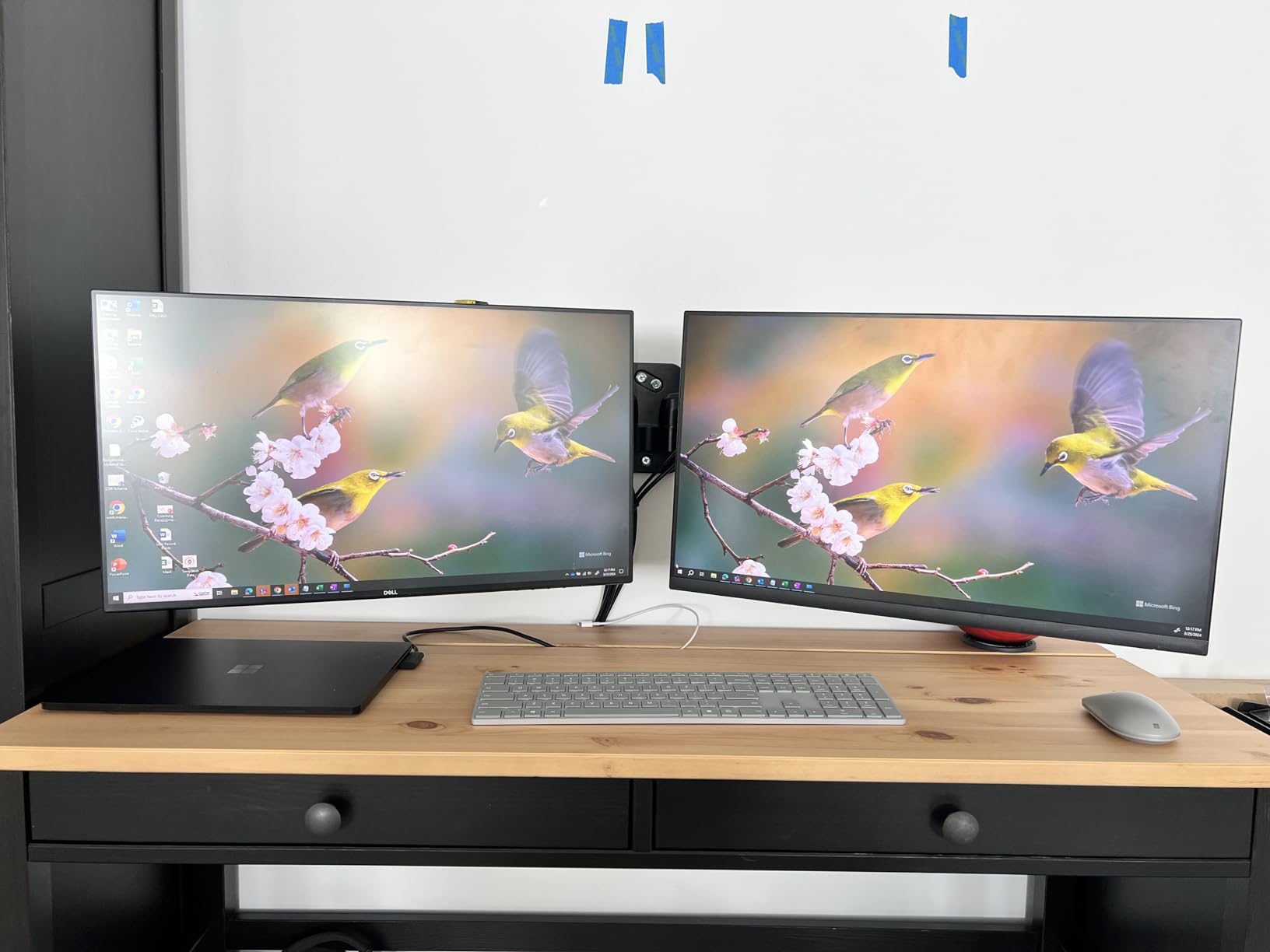 HUANUO Gaming Dual Monitor Wall Mount for 17-32 Inch Computer Screen Mount (4.4-17.6lbs Per Arm) - VESA 75x75/100x100 Height Adjustable Stand for Dual Monitors - Home Office Desk Setup customer photo 2