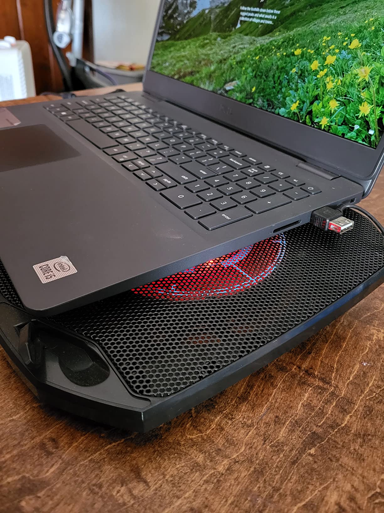 LIANGSTAR Laptop Cooling Pad, Gaming Laptop Cooler with 2 Quiet Big Fans, RGB 7 Color Light Change, Portable USB Laptop Stand 11 to 15.6 Inch, Slim and Easy Carry customer photo 1
