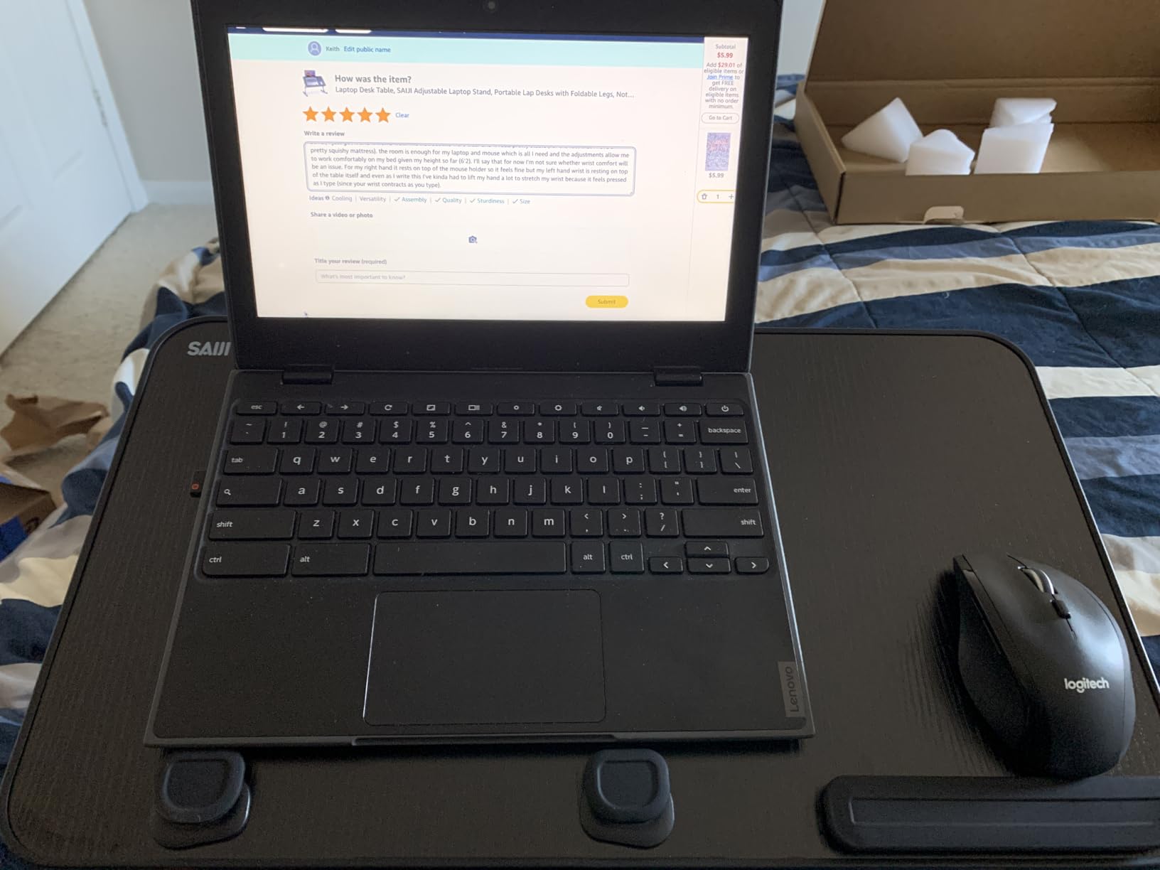 Laptop Desk Table, SAIJI Adjustable Laptop Stand, Portable Lap Desks customer photo 1