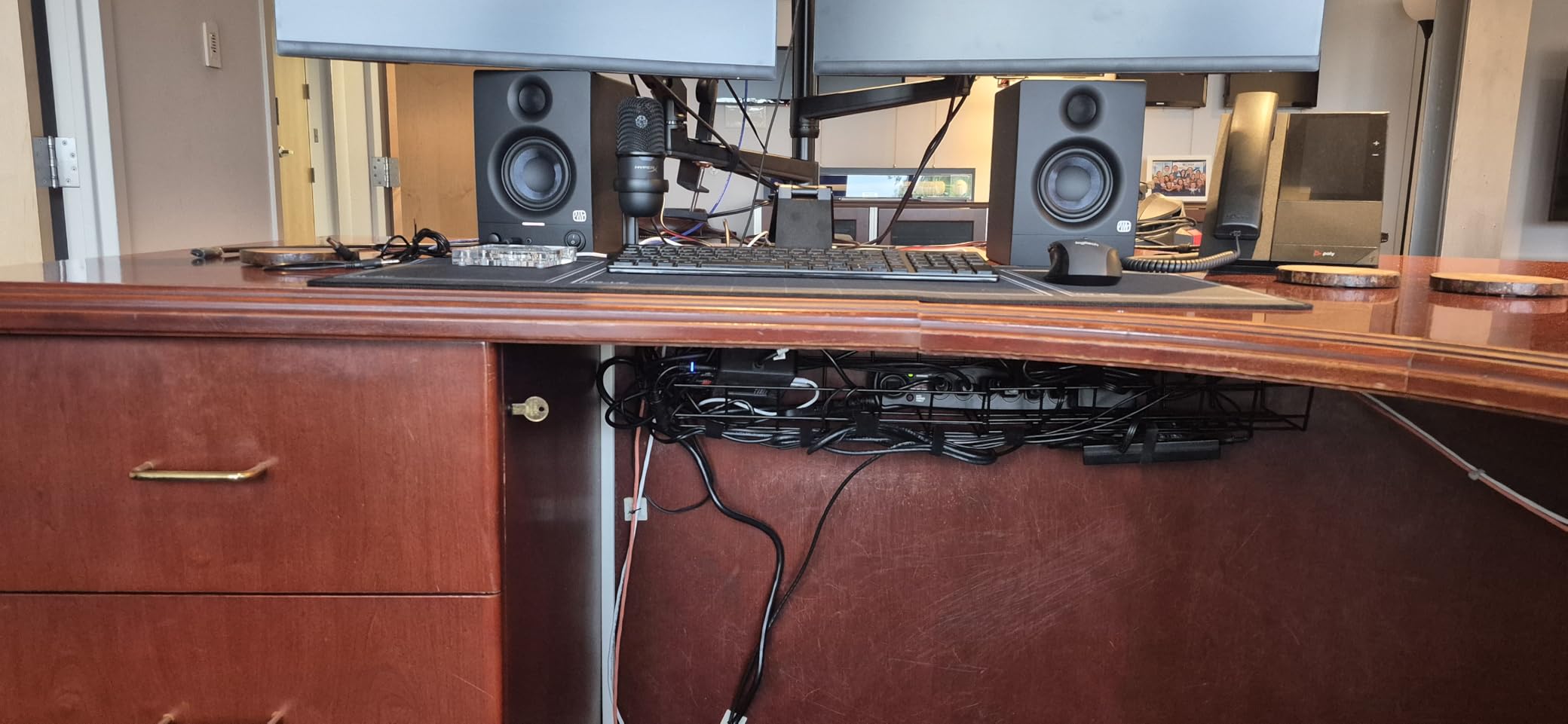 Under Desk Cable Management- 2 Pack Cord Organizer. Metal Wire Cable Management Tray for Office, Studio and Home. Super Sturdy Under Table Cable Management - Black Cable Organizer customer photo 2