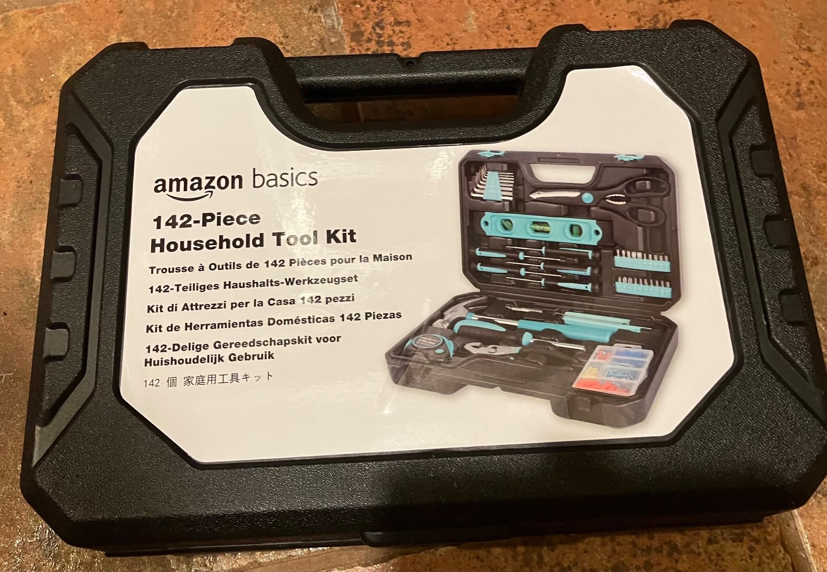 Amazon Basics 142-Piece Household Tool Kit for Home Repair, Hand Tools with Storage Case, 13.39 x 9.25 x 2.95 inch, Turquoise customer photo 1