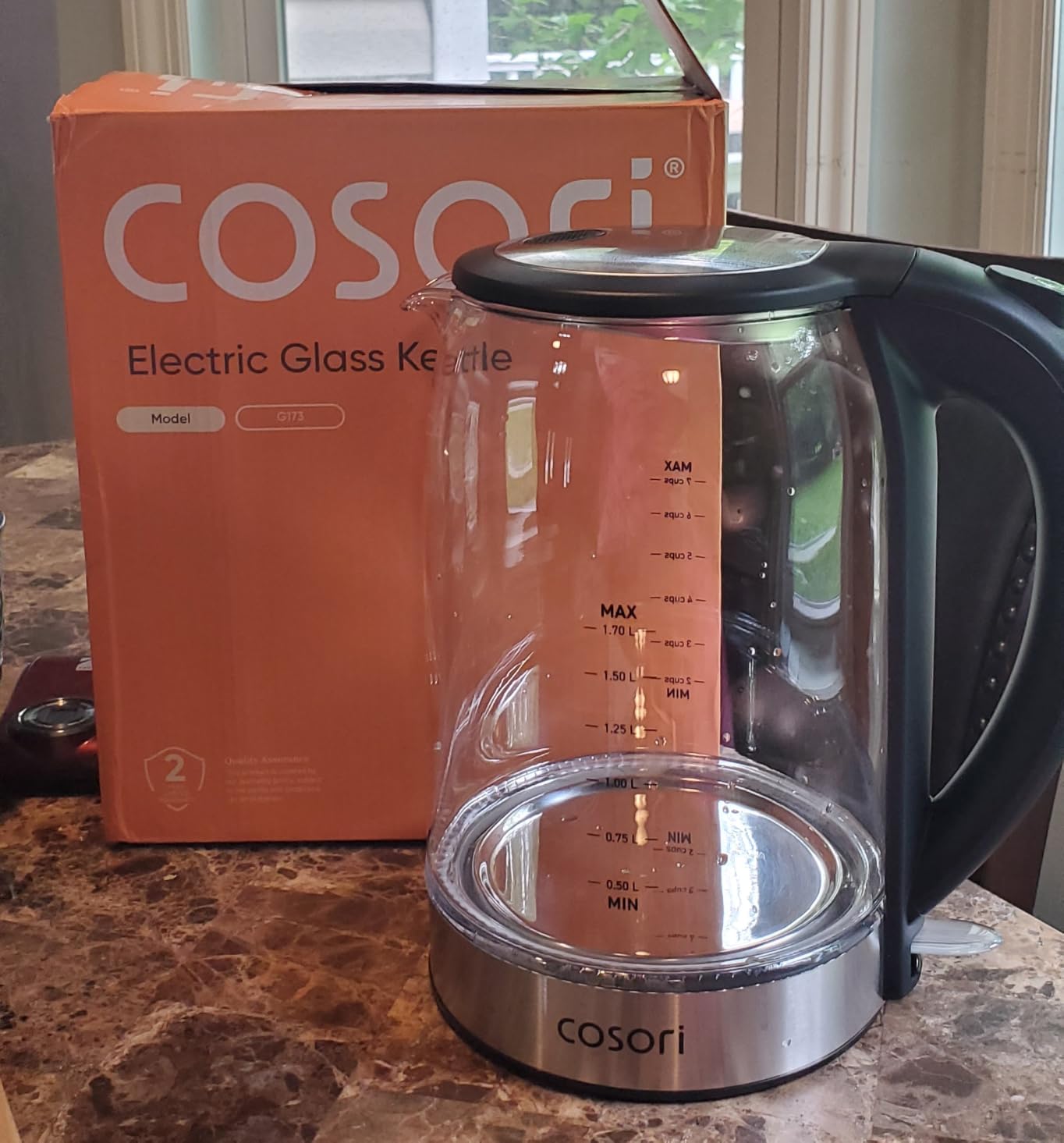Cosori Electric Kettle, No Plastic Contact with Water, 1.7L, Black | Wide Opening, Easy to Clean, Auto Shut-Off, Boil-Dry Protection, Tea Kettle, Hot Water Boiler, Borosilicate Glass, 1500W customer photo 2