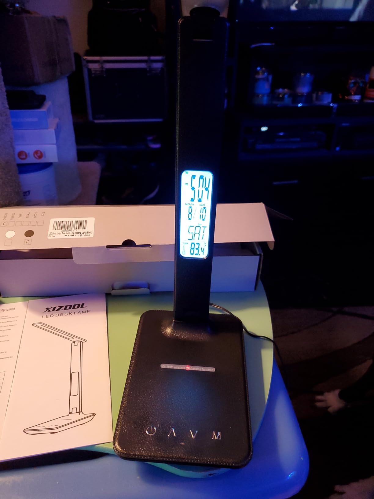 LED Desk Lamp with Wireless Charger, Suitable for Home, Office Dimmable, with USB Charging Port, Built-in Clock, Calendar, Thermometer and Automatic Timing Reading Desk Lamp. customer photo 2
