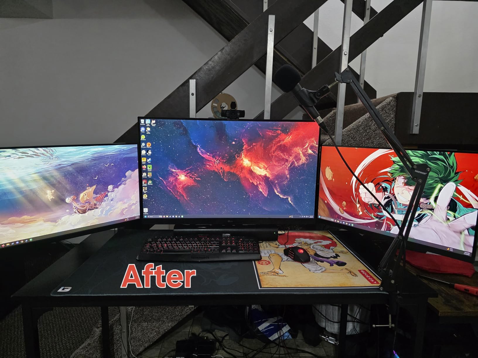 MOUNTUP Triple Monitor Mount for 17-32 inch Screens, Full Motion Triple Monitor Stand, 3 Monitors Desk Mount Holds 4.4-19.8 lbs Each, Clamp & Grommet Mounting, Black customer photo 2
