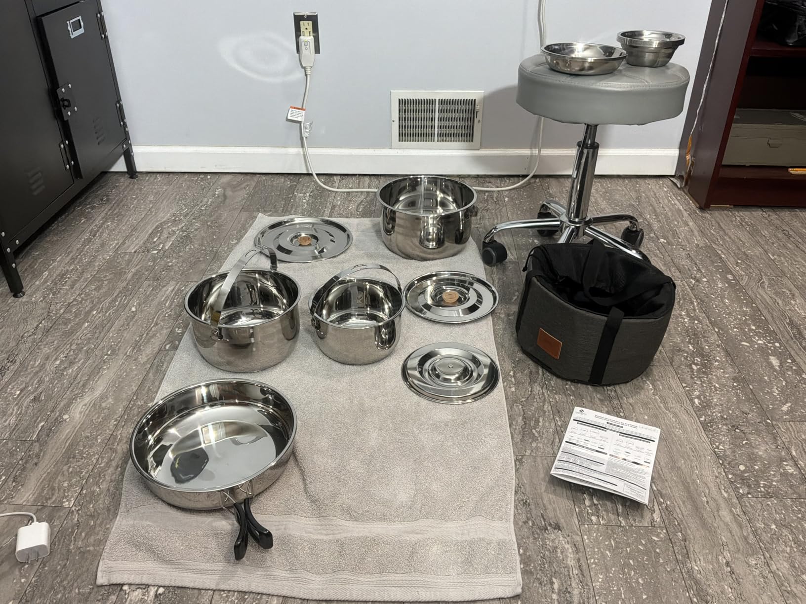 CAMPINGMOON Camping Cookware Set Stainless Steel Outdoor Nesting Cooking Mess Kit Pots Pans Bowls with Storage Carrying Tote Bag customer photo 1