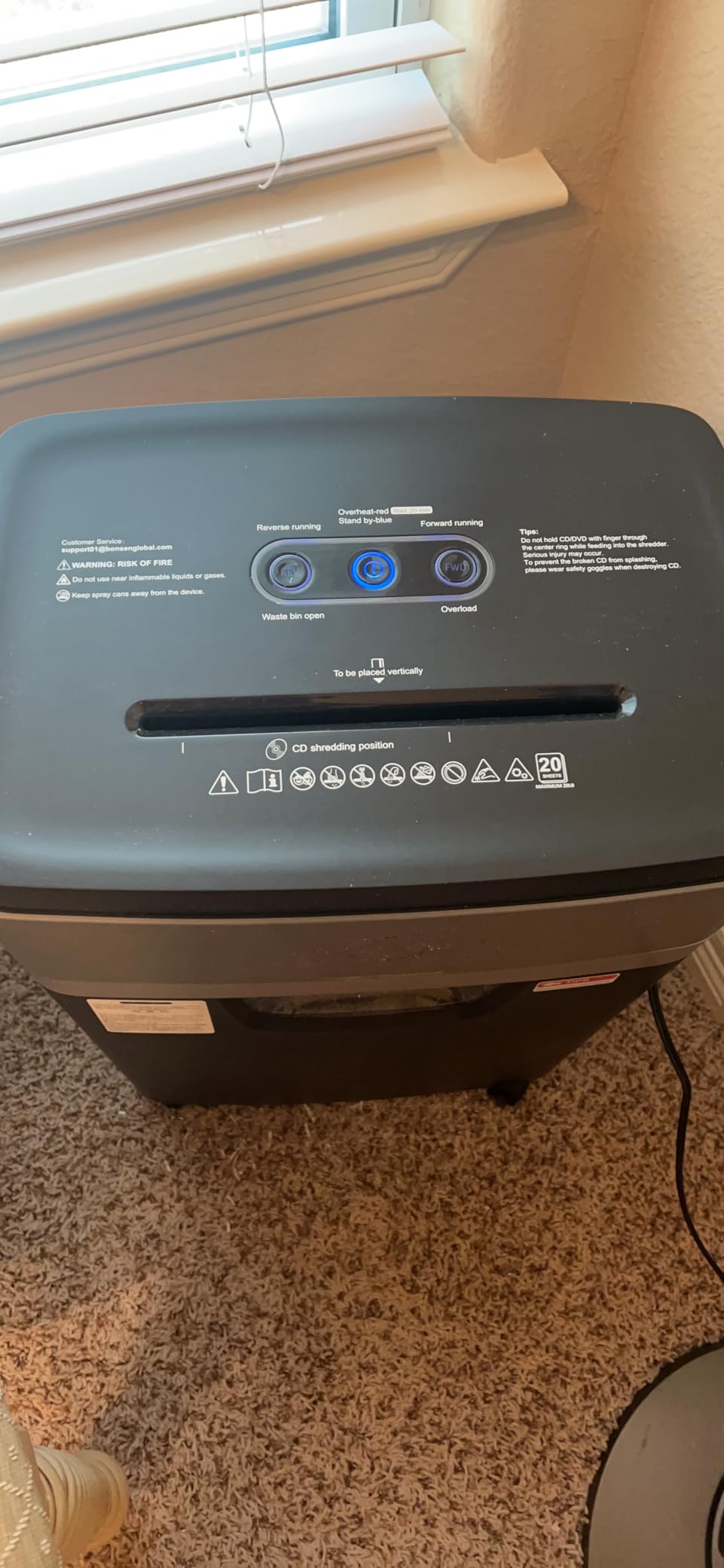 BONSEN 20-Sheet Cross-Cut P-4 High Security Heavy Duty Paper Shredder | 60-Min Nonstop, Jam-Proof, 60dB Ultra-Quiet, 6.6Gal Pullout Bin with Casters, Commercial-Grade Shredder for Home Office S3104 customer photo 1