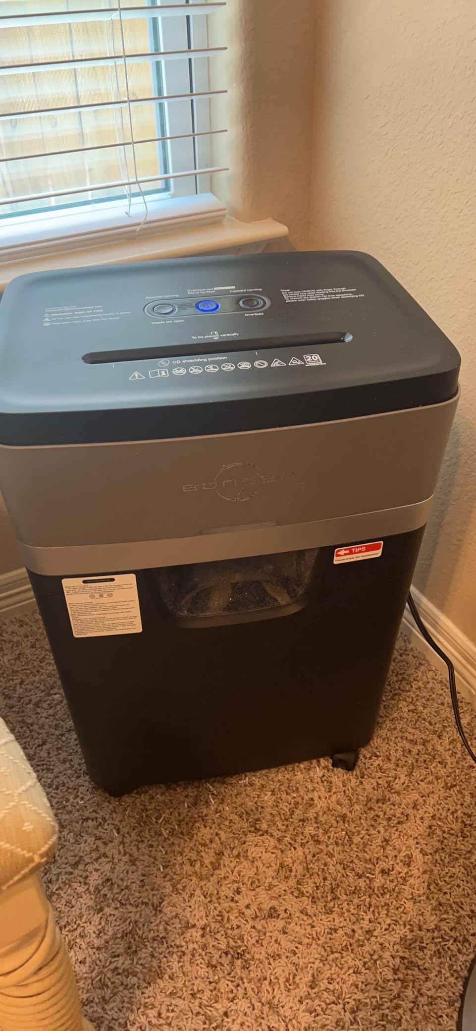 BONSEN 20-Sheet Cross-Cut P-4 High Security Heavy Duty Paper Shredder | 60-Min Nonstop, Jam-Proof, 60dB Ultra-Quiet, 6.6Gal Pullout Bin with Casters, Commercial-Grade Shredder for Home Office S3104 customer photo 2