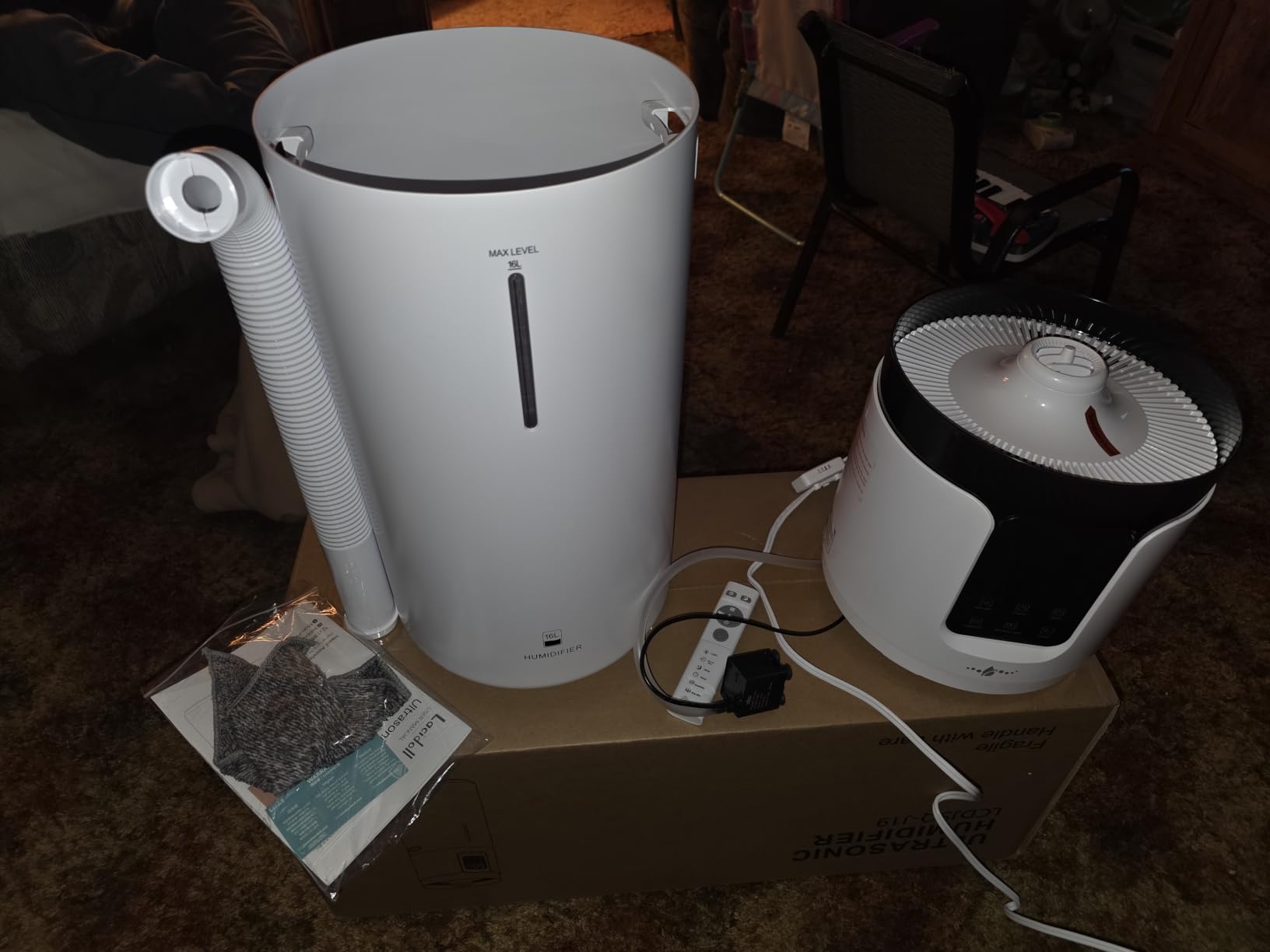 16L Cool Mist Humidifier Large Room Whole House & Commercial 1500 sq.ft | Top Fill Ultrasonic Air Humidifier for Bedroom Office Plants | Extension Tube, Night Light, Aroma Tray, Remote, Quiet, White customer photo 1