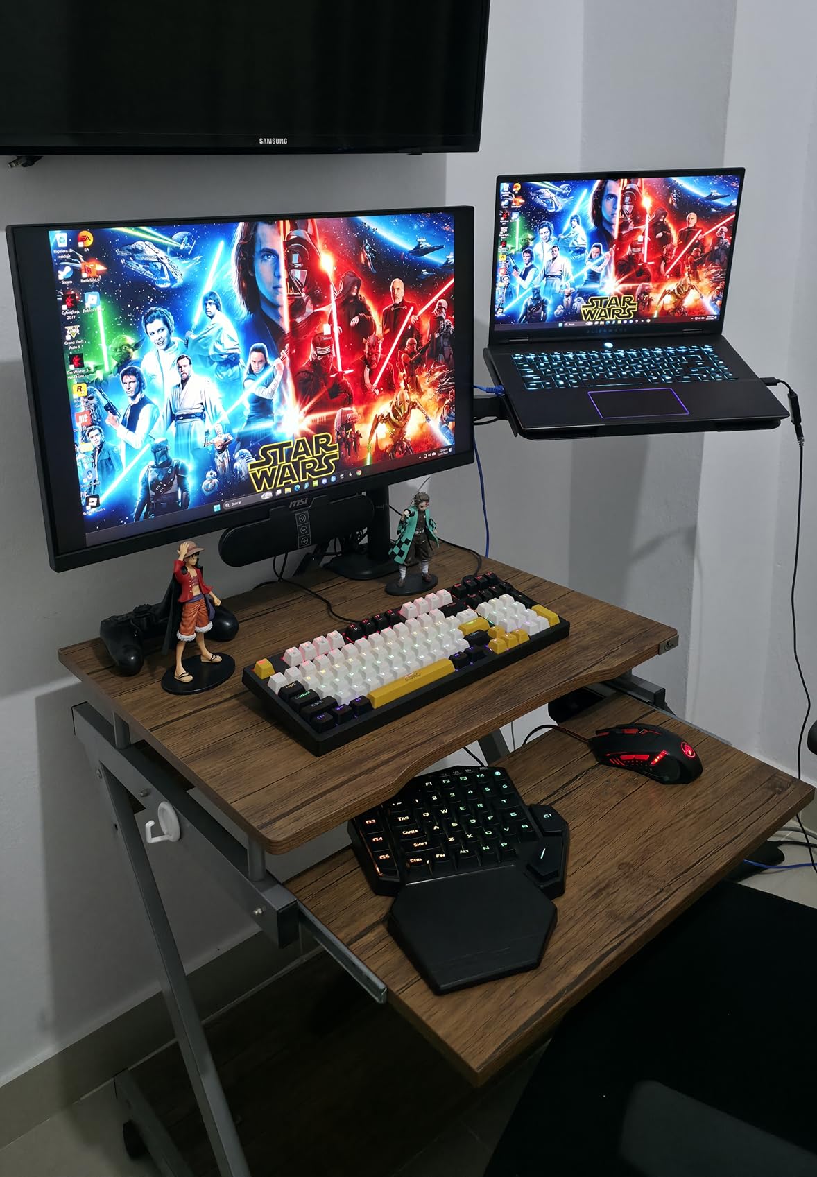 Suptek Monitor and Laptop Mount Holds 13-32 inch Computer Screen, Adjustable Monitor Arm Stand with Laptop Tray for 13-27 inch, Hold 22 lbs, with Clamp and Grommet Mounting Base customer photo 1