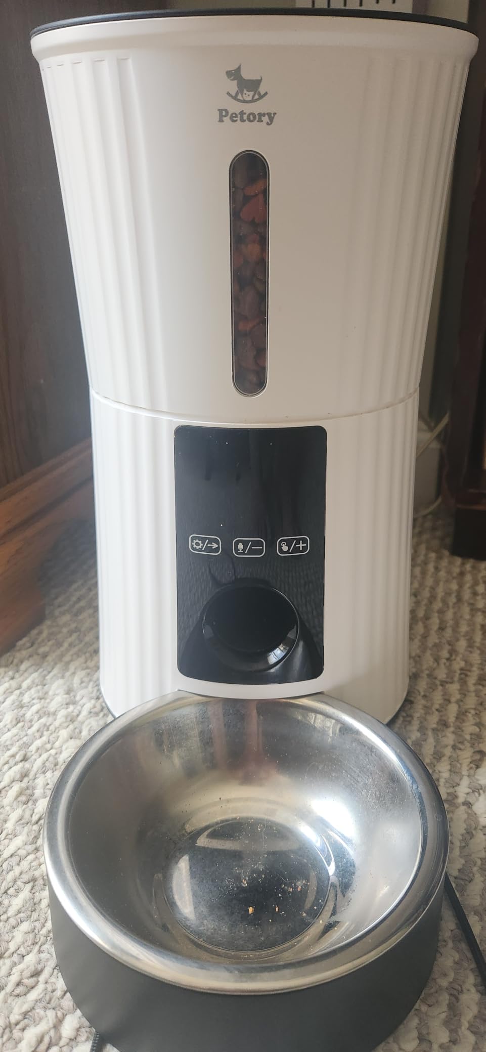 Petory Timed Automatic Cat Feeder - 4L Dry Food Dispenser for Cats and Dogs | With Desiccant Bag, Programmable Portion Control, Up to 6 Meals Daily, Dual Power Supply, 10-Second Voice Recorder customer photo 1
