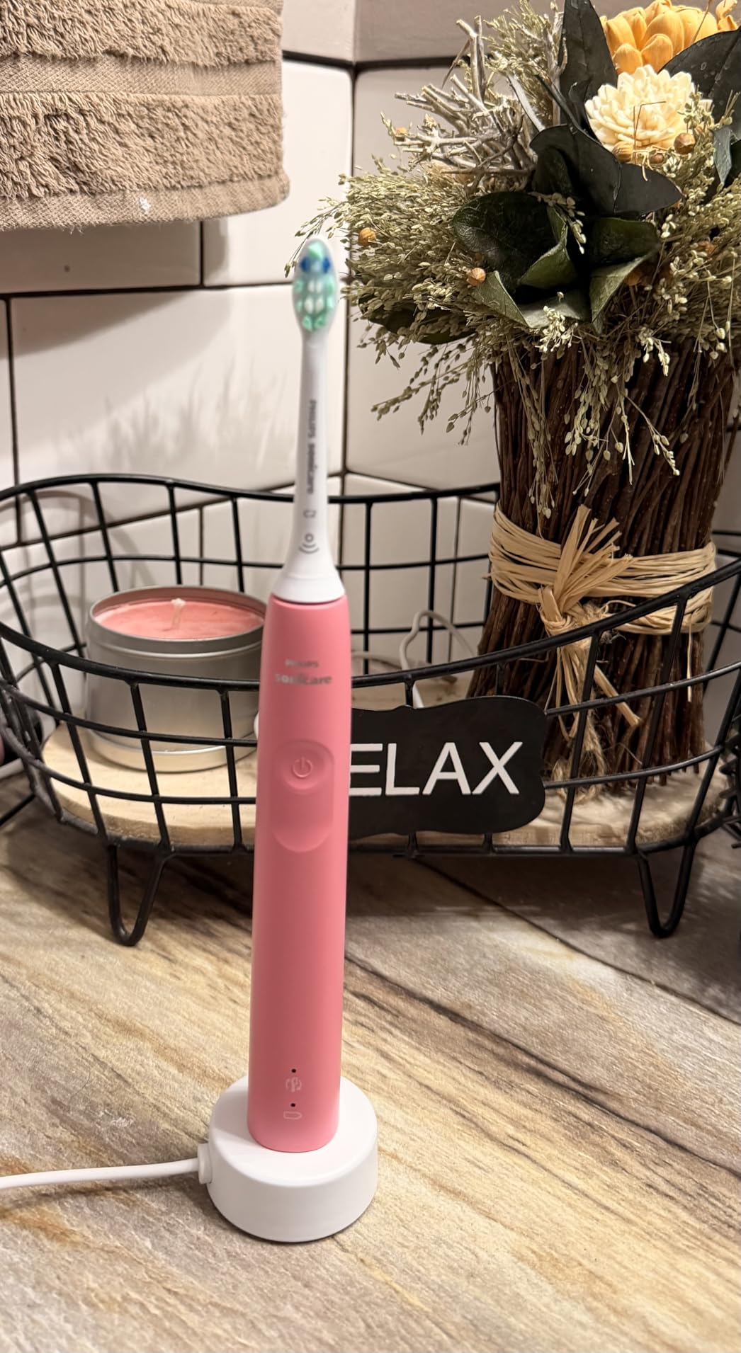 Philips Sonicare 4100 Rechargeable Electric Toothbrush, Deep Pink | 700% More Plaque Removal, Pressure Sensor, 2 Brush Settings, 2-Week Battery, 2-Minute Guided Timer, HX3681/26 customer photo 2