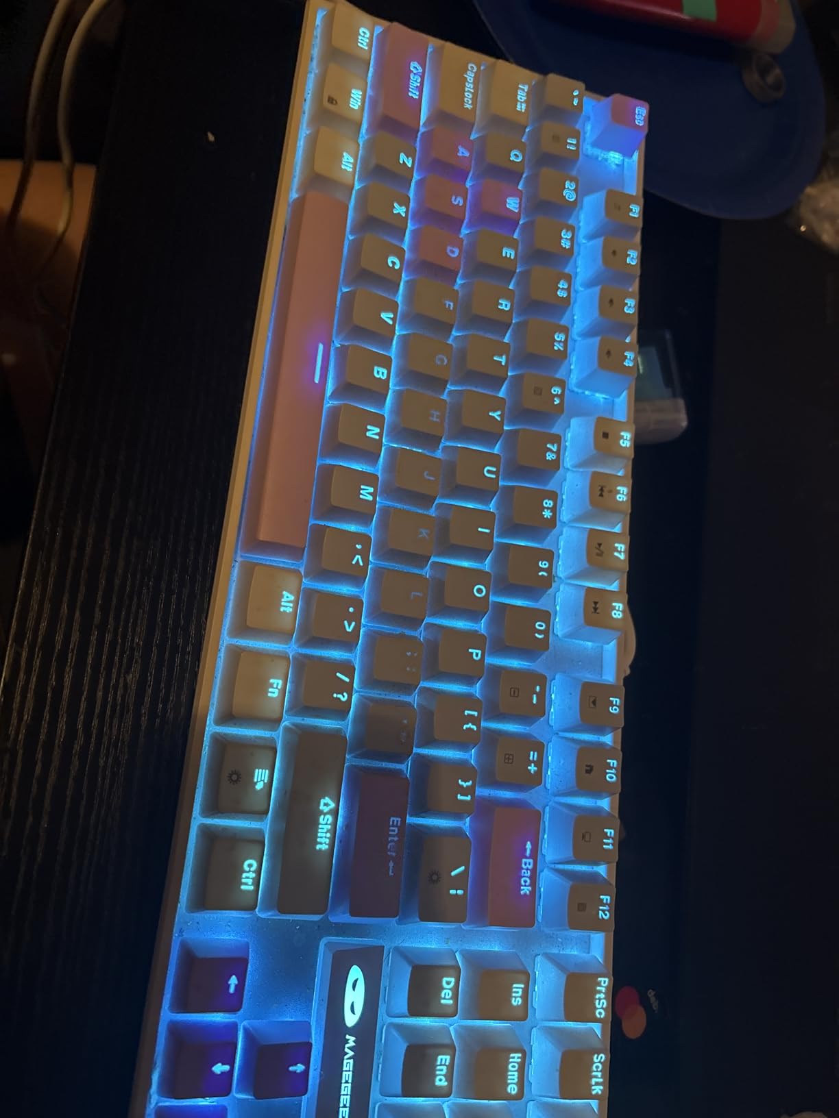 MageGee 75% Mechanical Gaming Keyboard, Blue Switch, LED Blue Backlit, 87 Keys Compact TKL Wired Keyboards for Windows Laptop PC Gamer - Blue/White customer photo 2