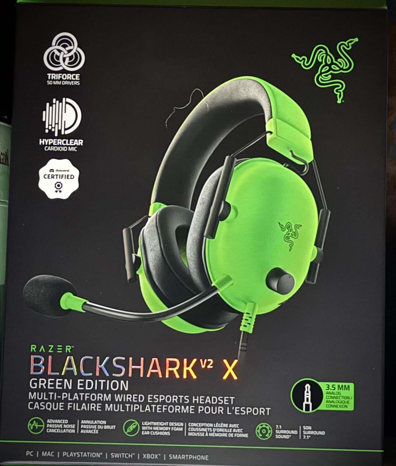 Razer BlackShark V2 X Gaming Headset for PC, 3.5mm Audio Jack, White customer photo 1