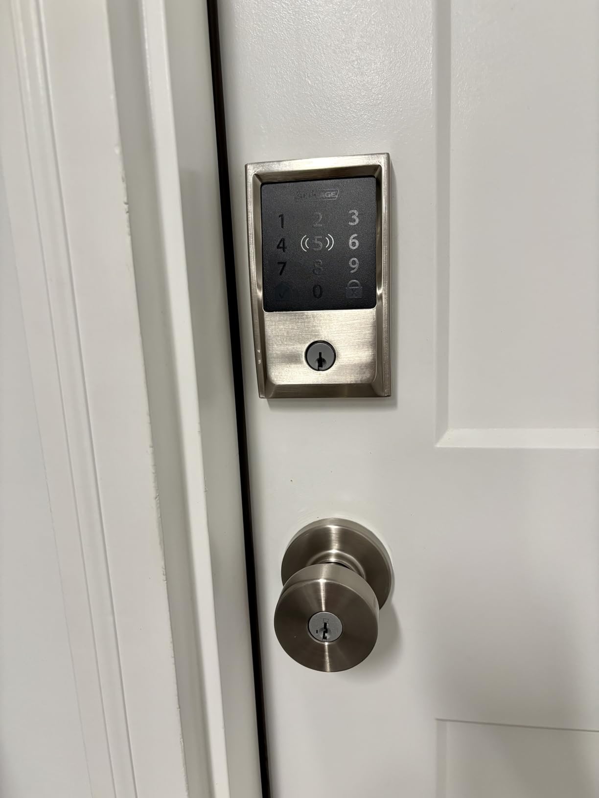Schlage Encode Plus Smart WiFi Deadbolt Lock, Tap to Unlock, Matte Black | Keyless entry door lock with touchscreen, Apple watch unlock, Apple Home, Alexa & Airbnb compatible, Certified security customer photo 2