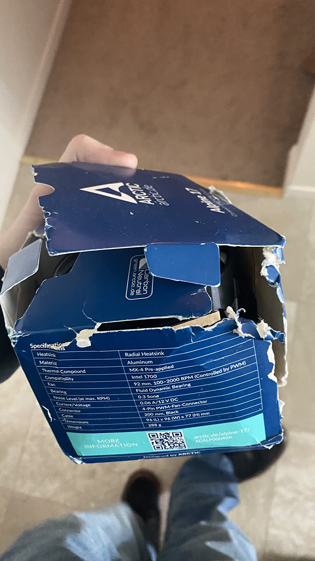 ARCTIC Alpine 17 - Intel CPU Cooler, 92 mm PWM Fan customer photo 2