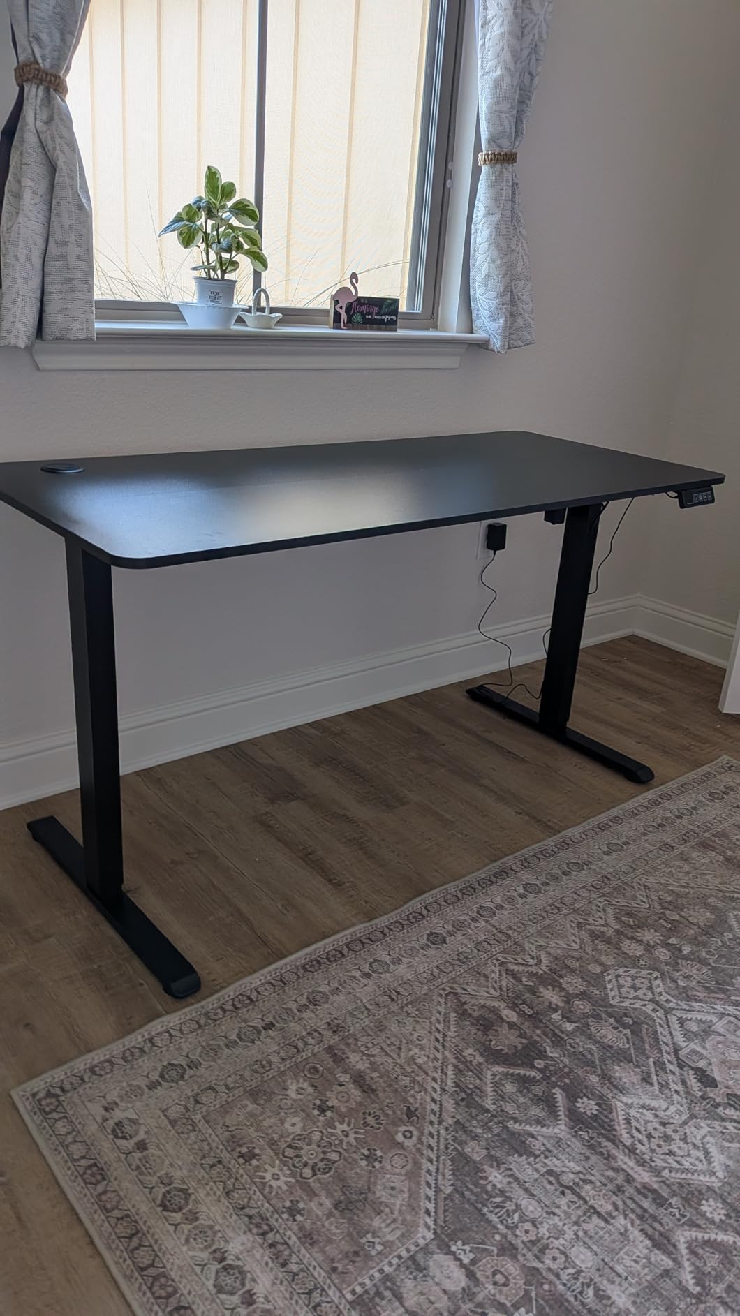 Furmax 55 Inches Electric Height Adjustable Standing Desk Home Office Desk | Large Sit Stand Up Computer Desk Memory Preset with T-Shaped Metal Bracket, Black customer photo 2