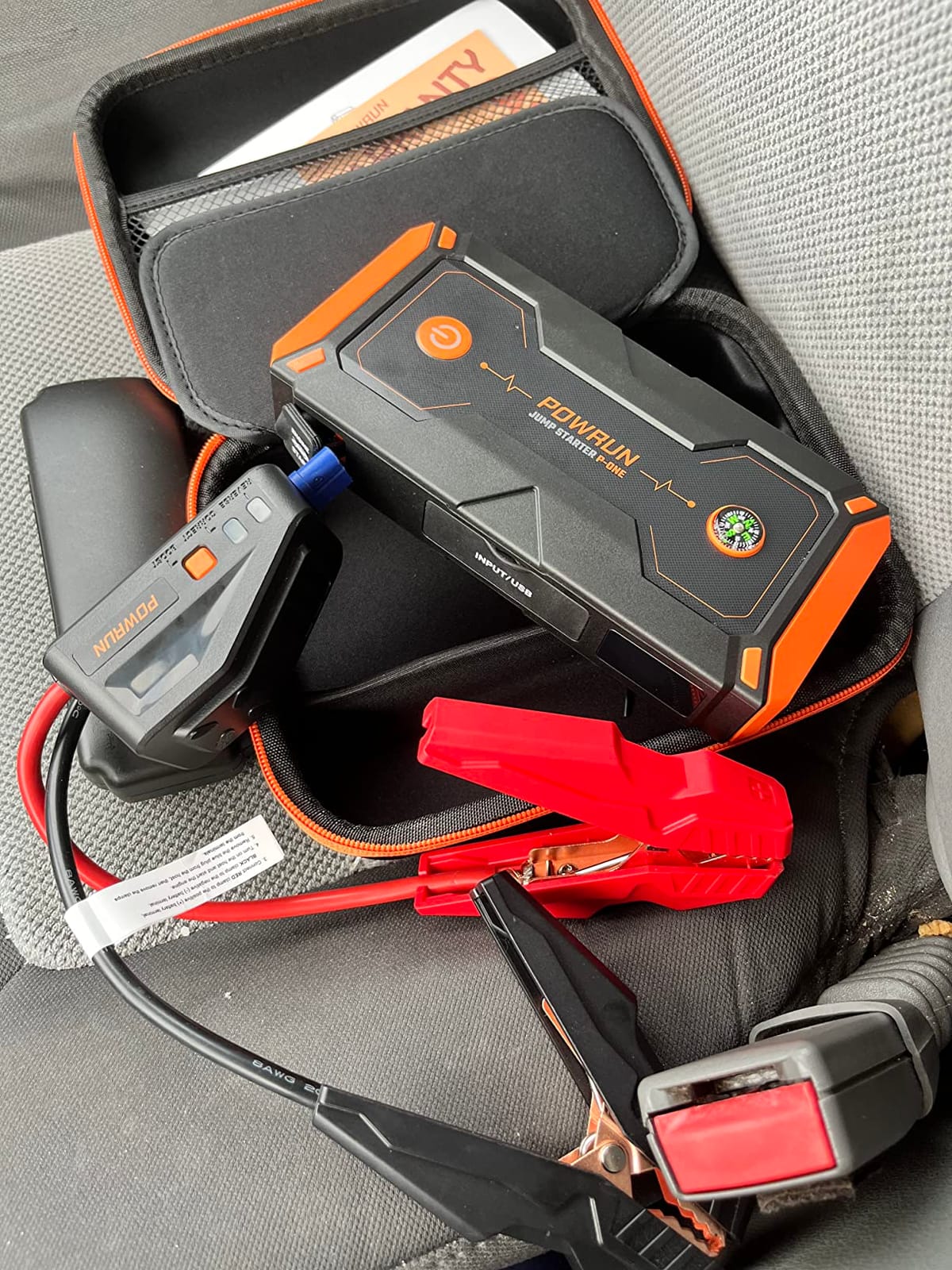 Powrun P-ONE Jump Starter, 2000A Portable Jump Box - Car Jump Starter Battery Pack for up to 8.0L Gas and 6.5L Diesel Engines, 12V Battery Jump Starter with Carry Case (Orange) customer photo 1