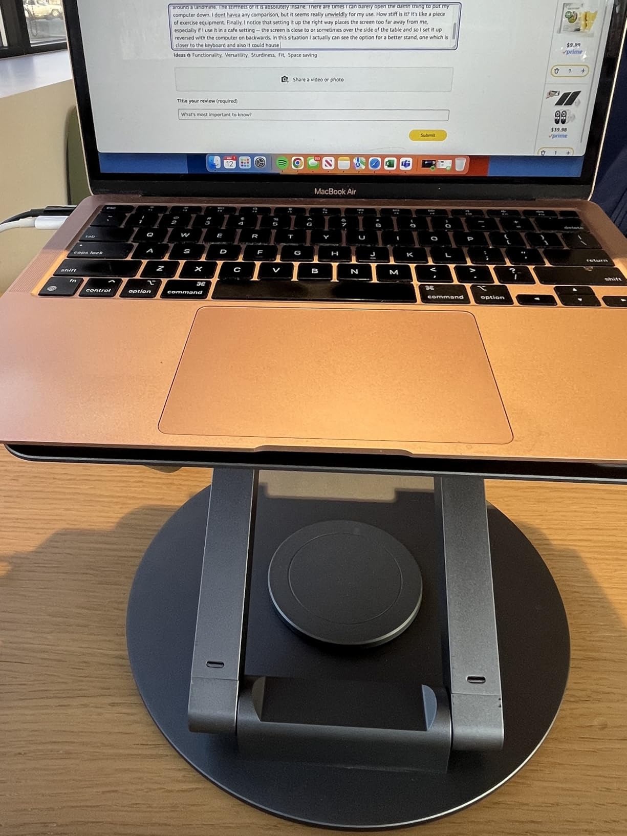tounee Telescopic Laptop Stand for Desk with 360° Swivel Base, Sit to Stand, Height Adjustable, Portable Riser Holder for Good Posture, Compatible with MacBook Pro, All Laptops 10-17