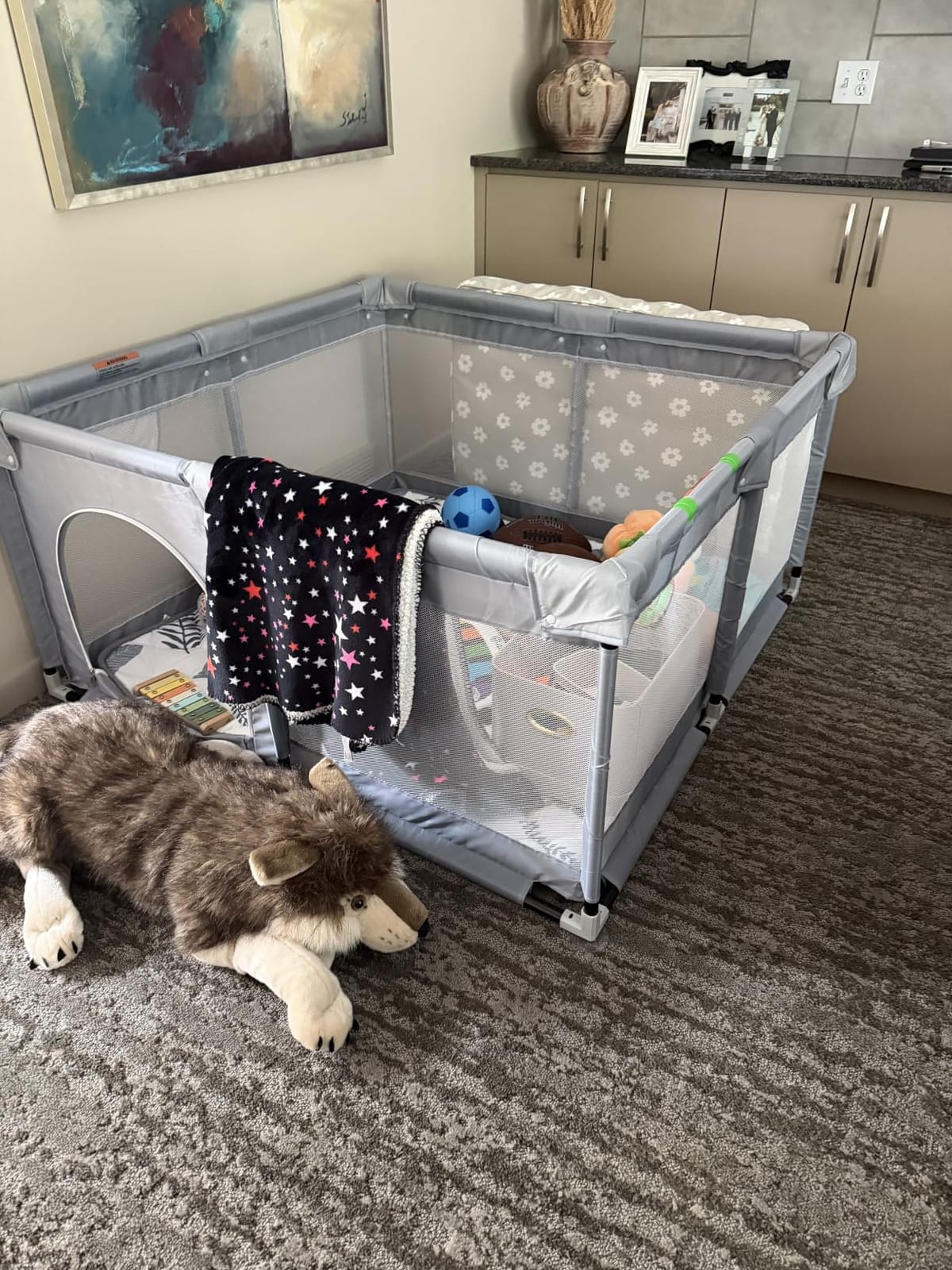 Fodoss Baby Playpen, 47×47in Playpen for Babies and Toddlers with Door customer photo 2