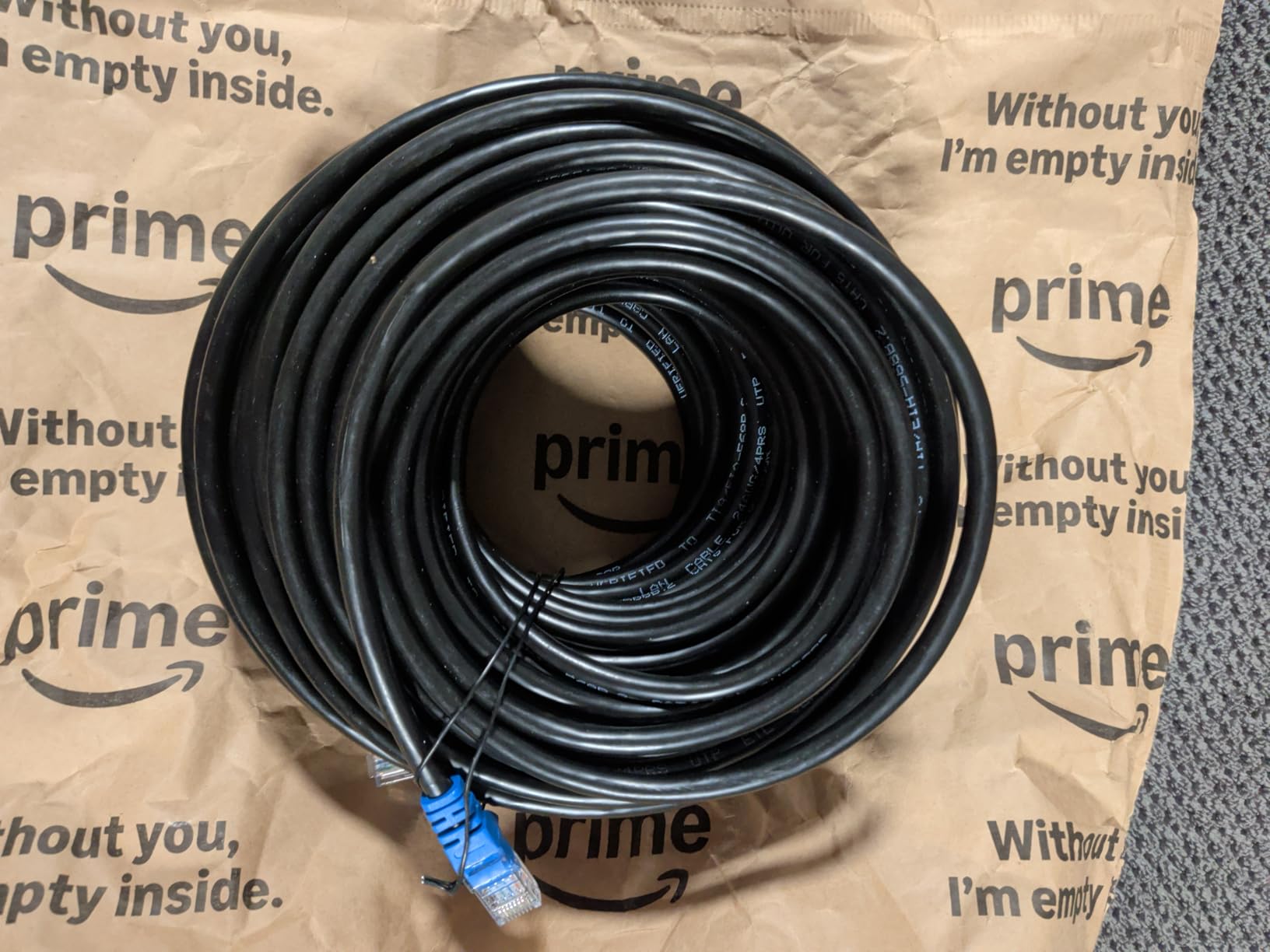 300FT Cat6 Outdoor Ethernet Cable, In-Ground, Heavy Duty Direct Burial, 24AWG CCA Patch Cord, POE, UTP, Waterproof, LLDPE UV Resistant, Network, Internet, LAN, Cat 6 Cable 300 Feet with 25 Cable Ties customer photo 2
