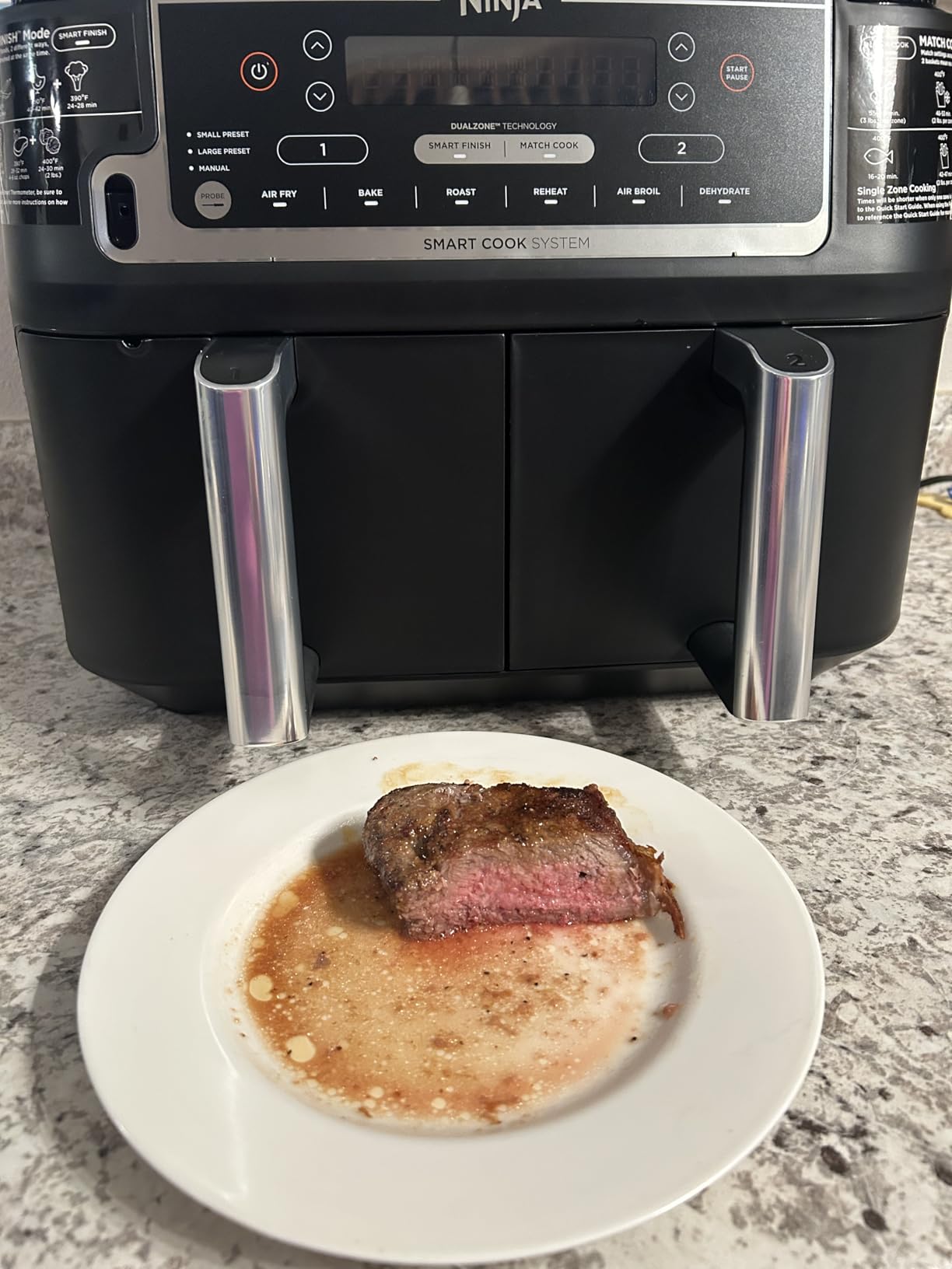 Ninja DZ550 Foodi 10 Quart 6-in-1 DualZone Smart XL Air Fryer with 2 Independent Baskets, Thermometer for Perfect Doneness, Match Cook and Finish to Roast, Dehydrate and More, Black customer photo 2