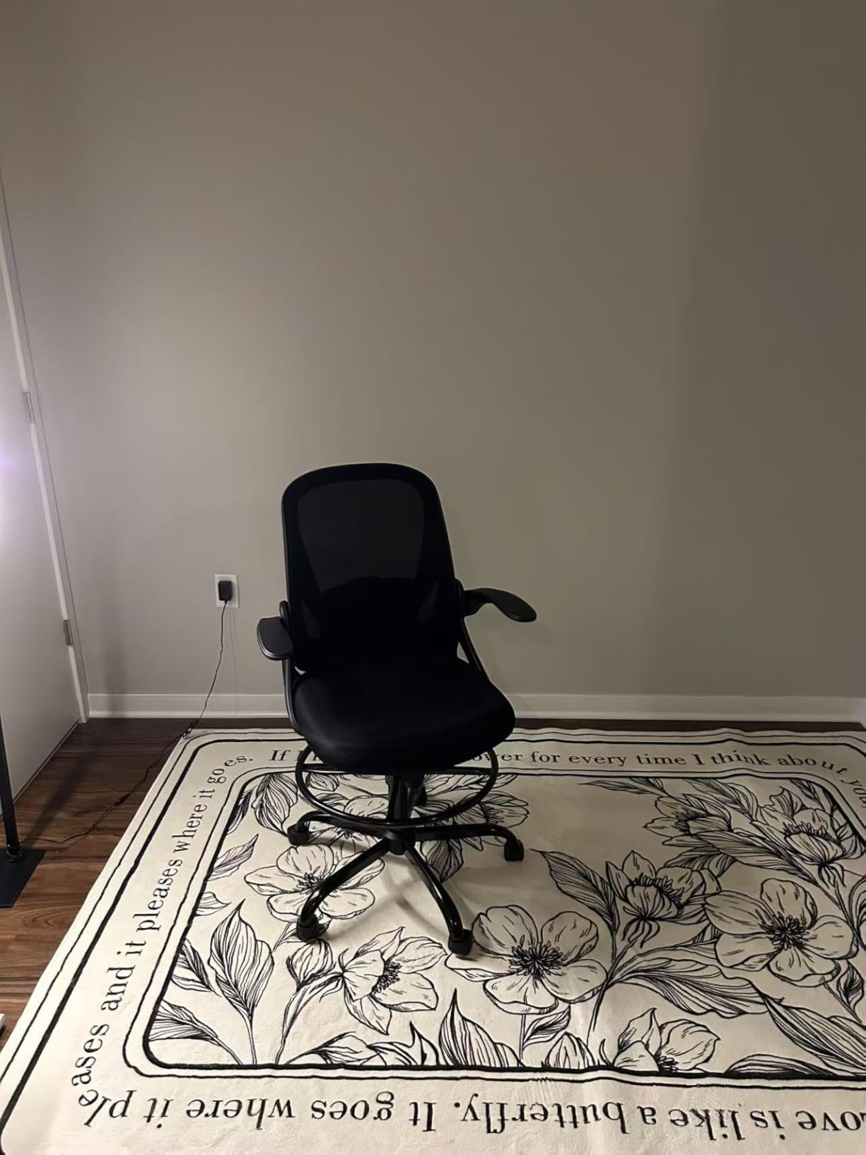 Primy Drafting Chair Tall Office Chair with Flip-up Armrests Executive Ergonomic Computer Standing Desk Chair with Lumbar Support and Adjustable Footrest Ring (Black) customer photo 2