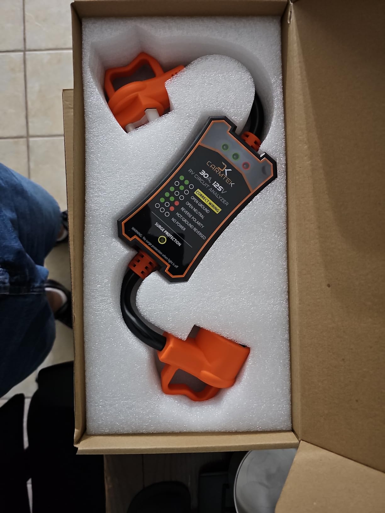 CARMTEK RV Surge Protector 50 Amp - RV Circuit Analyzer with Integrated Surge Protection - Smart 50 Amp Surge Voltage Defender with Grip Handles customer photo 1