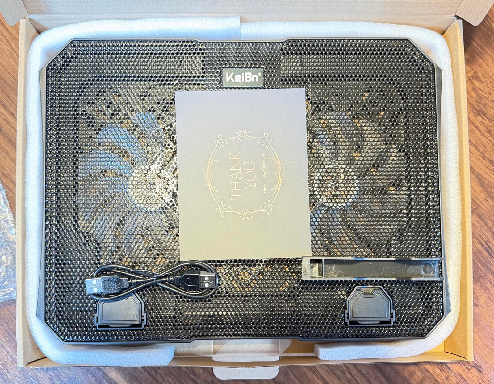 KeiBn Laptop Cooling Pad, Gaming Laptop Cooler 2 Fans for 10-15.6 Inch Laptops, 5 Height Stands, 2 USB Ports (S039) customer photo 2