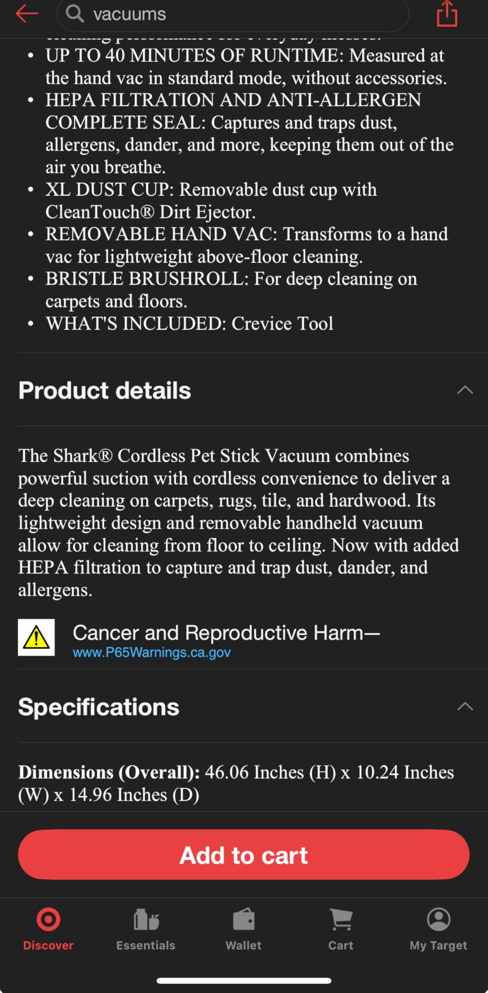Shark IX141H Pet Cordless Stick Vacuum with Anti-Allergen Complete Seal, XL Dust Cup, LED Headlights, Removable Handheld, 40min Runtime, Grey/Purple, 7.5 lbs (Renewed) customer photo 1