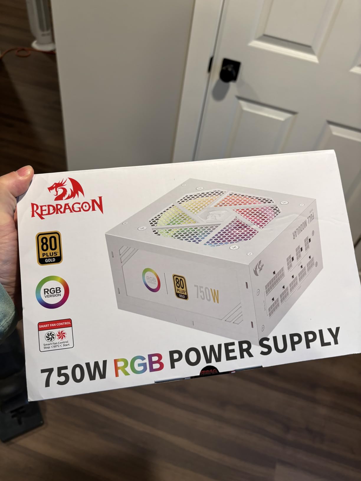 Redragon RGPS-750W 80+ Gold 750 Watt ATX Fully Modular Power Supply w/ 80 Plus Gold Certified, Compact 160mm Size and Low Noise RGB Fan 0 RPM, 100% Japanese Capacitors, Full Mod Cables, White customer photo 1