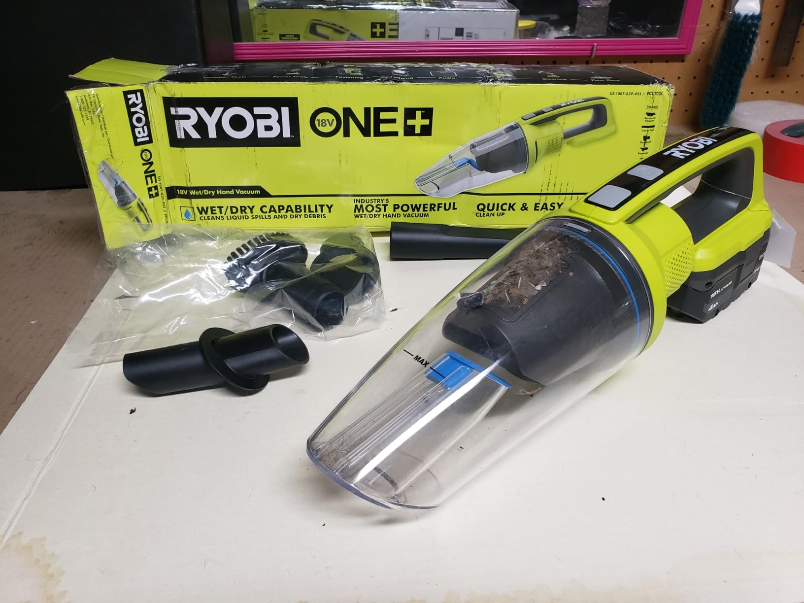 RYOBI ONEAND 18V Cordless Wet/Dry Hand Vacuum Tool ONLY PCL702B customer photo 2