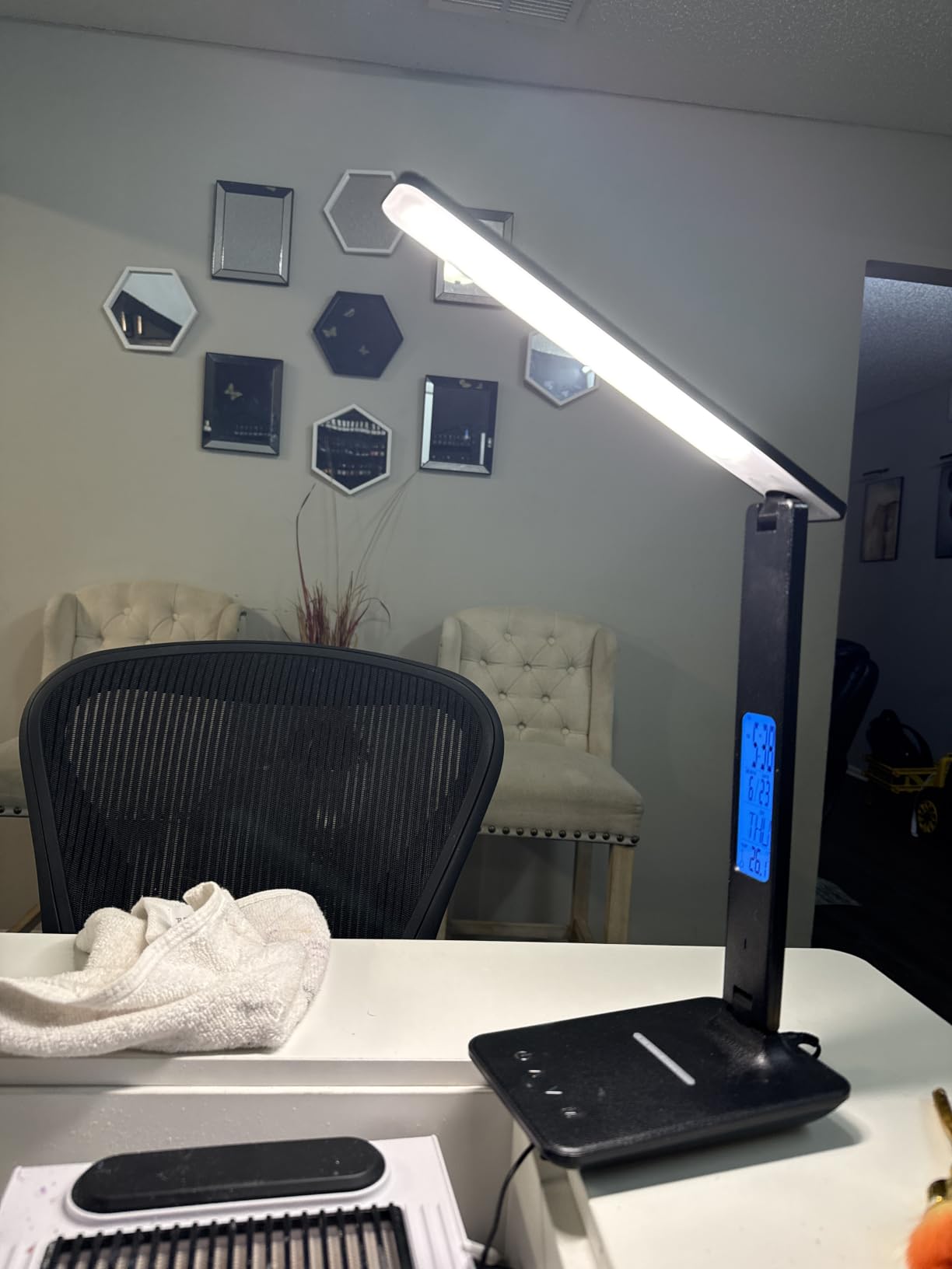 LAOPAO LED Desk Lamp with Wireless Charger: Desk Lamps for Home Office Bedroom, 5 Color Modes & Brightness Dimmable, 2 Night Light customer photo 1