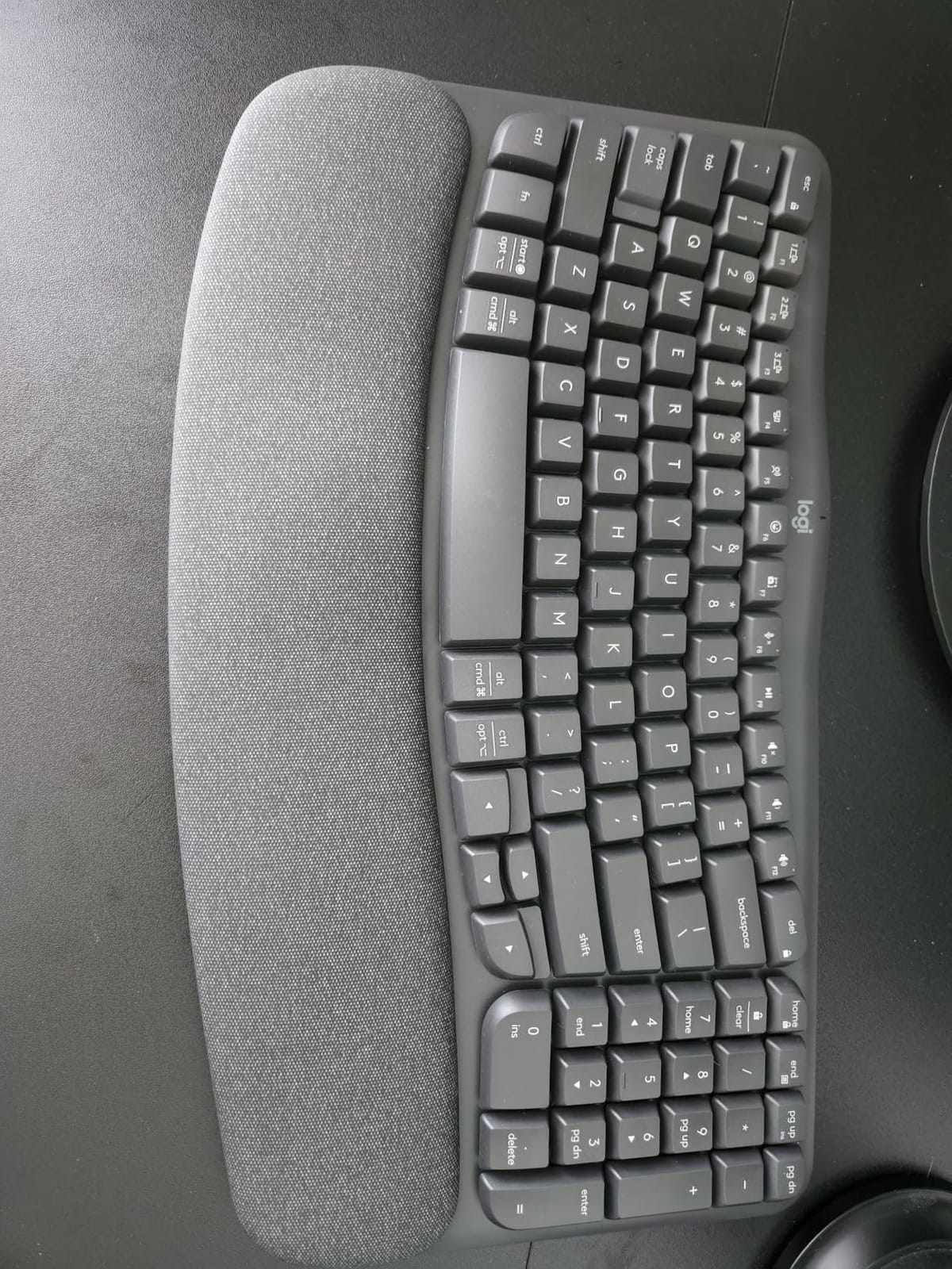 Logitech Wave Keys Ergonomic Wireless Keyboard with Palm Rest - Graphite | For natural typing posture, connects up to 3 devices via Easy-Switch, Bluetooth, Logi Bolt Receiver, Multi-OS, Windows / Mac customer photo 1