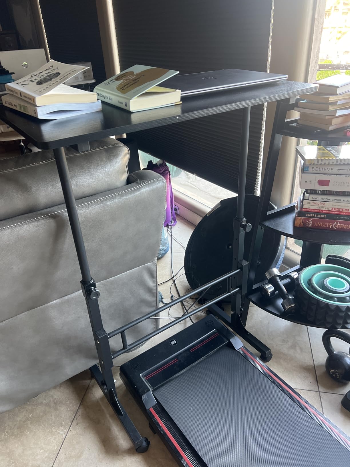 KLSMYHOKI Standing Desk Adjustable Height, Mobile Stand Up Desk with Wheels customer photo 1