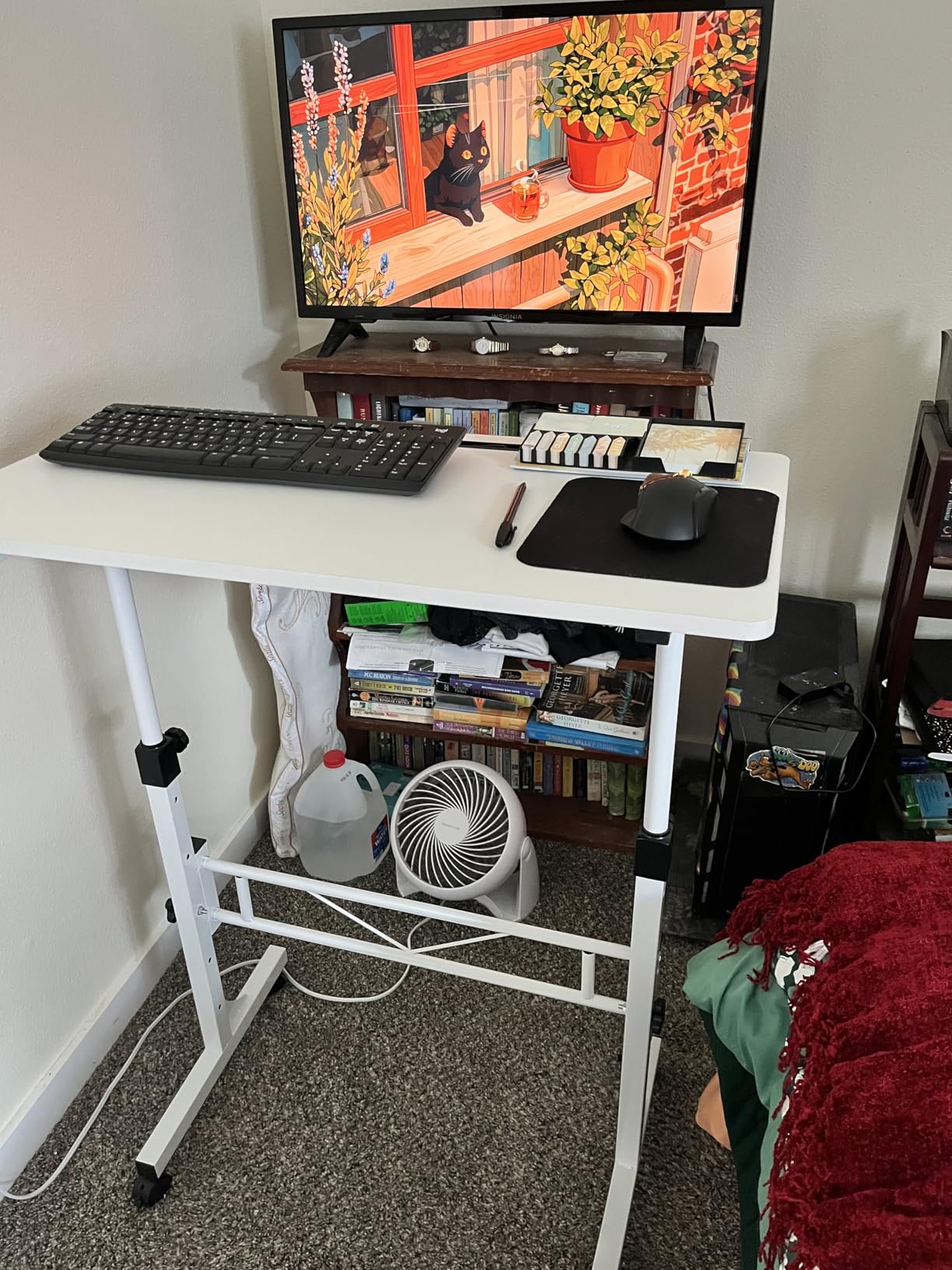 KLSMYHOKI Standing Desk Adjustable Height, Mobile Stand Up Desk with Wheels customer photo 2