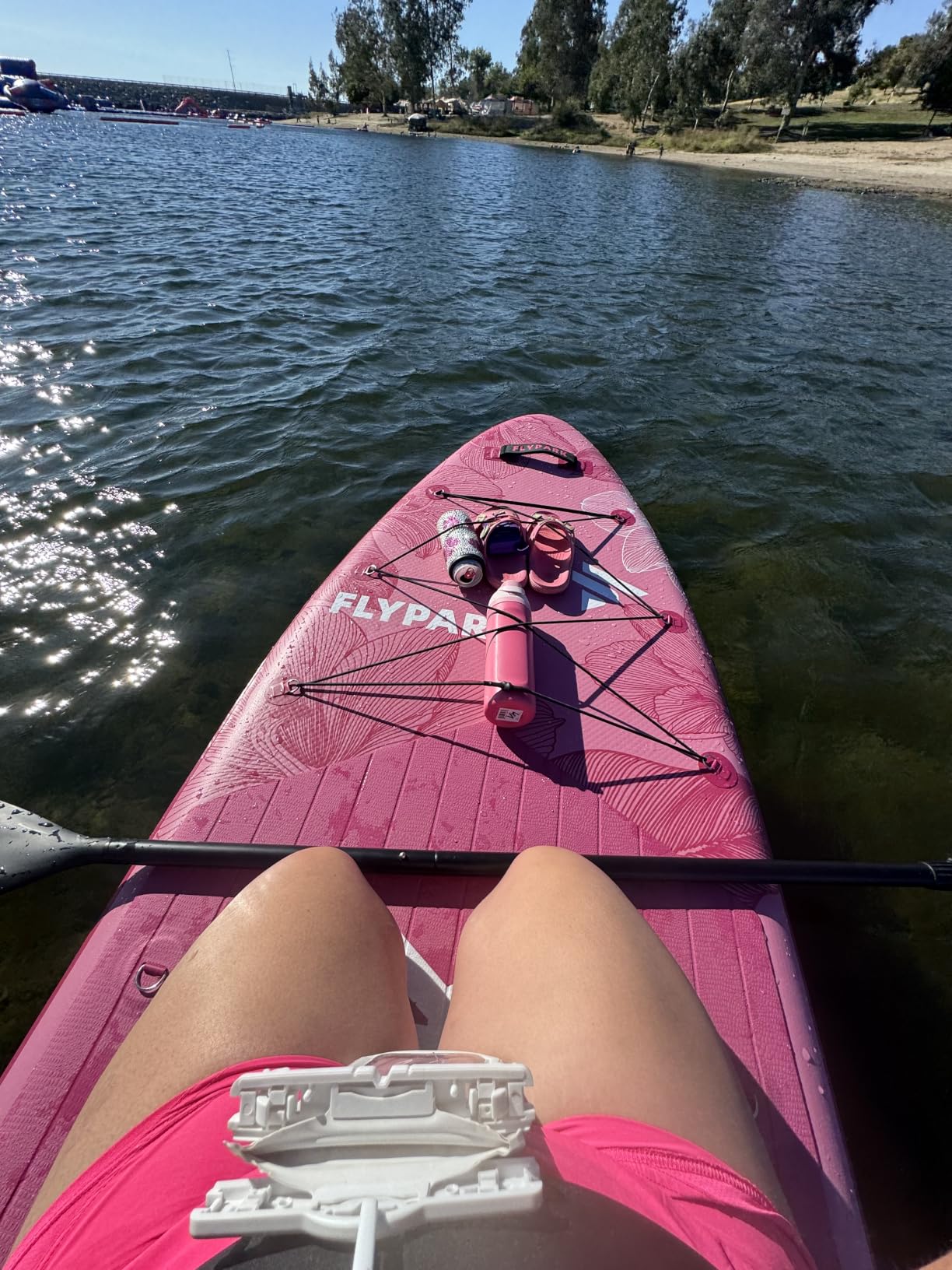 Flypark 11'x34 Inflatable Paddle Boards, Extra Wide SUP for 420lbs/3Adults, Yoga Stand Up Paddle Board, 110L Backpack, 15 D-Rings, Shoulder Strap, US-Fin, 2-Action Pump customer photo 2