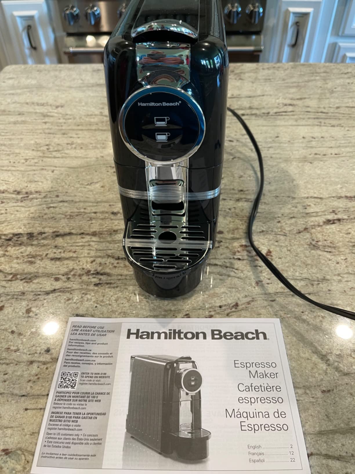 Hamilton Beach Espresso Machine, Compatible with Nespresso Pods, Single Serve Coffee Maker, Powerful Italian 19 Bar Pump, 22 oz. Water Reservoir, Custom Cup Size, Holds 13 Capsules, Black (40726) customer photo 2