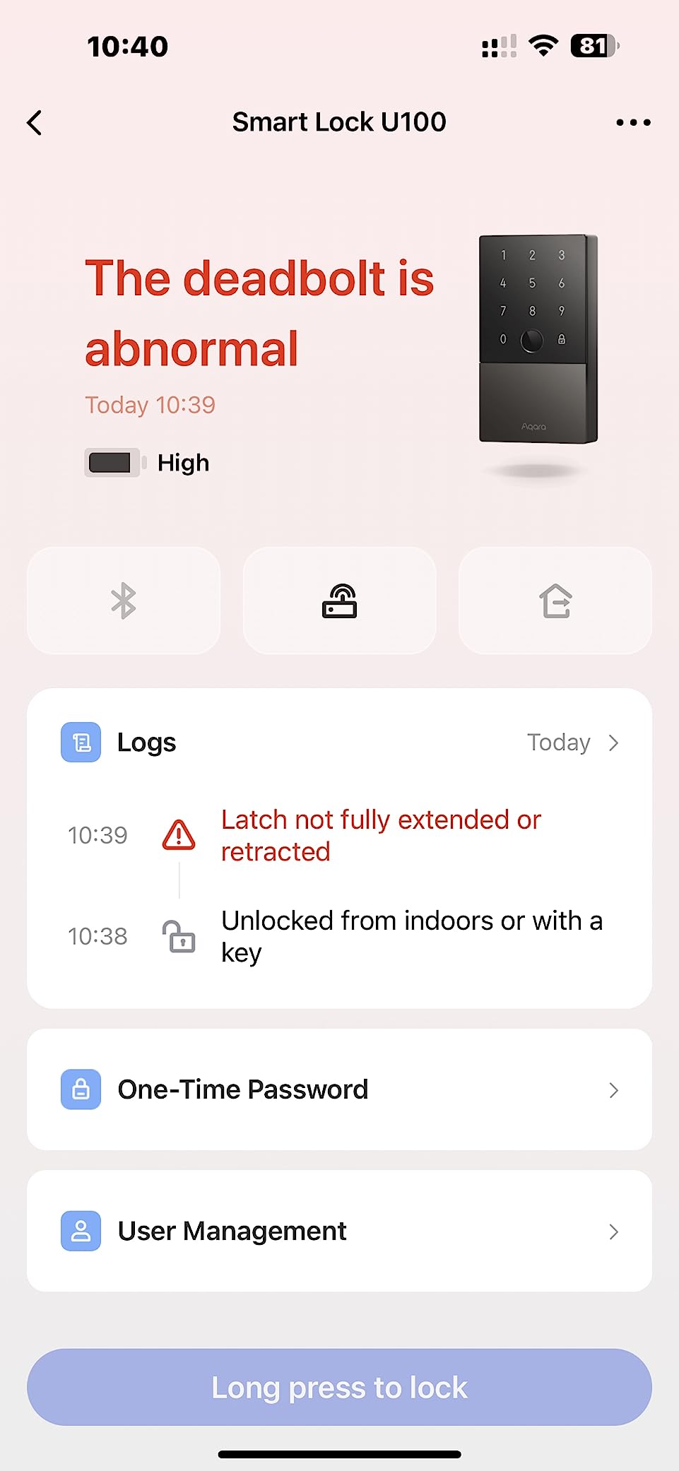 Aqara Smart Lock U100, Apple Home Key, Fingerprint Deadbolt, Gray customer photo 2