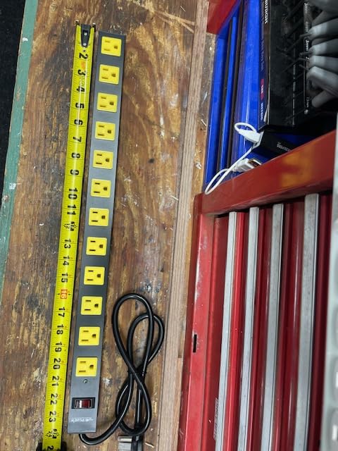 12 Outlet Long Power Strip, 2100 Joules Surge Protector, 6FT Power Cord, Wide Spaced Outlet Power Bar, Overload Protection Switch, Industrial Heavy Duty for Work Bench, Shop, Garage customer photo 2