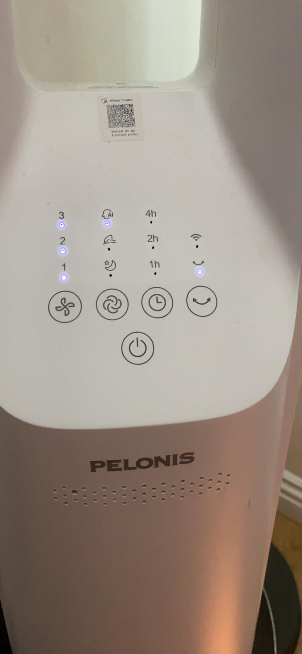 PELONIS Bladeless Tower Fan with 26-33ft Powerful Airflow, Alexa and Google Compatible, 6-Speed Settings, Quiet DC Motor, 120° Oscillation, 7-Hour Timer - Ideal for for Bedroom Home Office Use,White customer photo 1