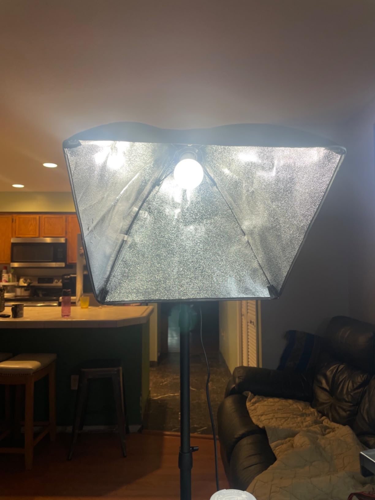 Softbox Lighting Kit, NiceVeedi 2-Pack 16'' x 16'' Softbox Photography Lighting Kit with 63” Tripod Stand & 5400K 450W Equivalent LED Bulb, Continuous Lighting for Photography/Video Record customer photo 1